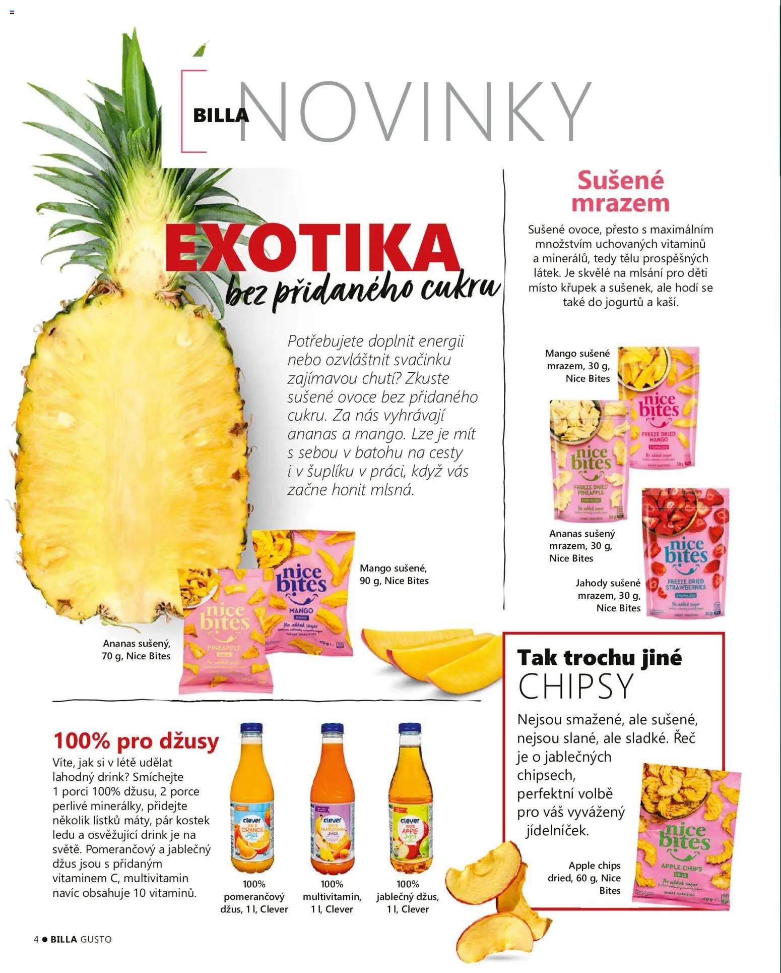 Billa leták - Gusto: Léto 2026 od 01.06.2026 | Strana: 4 | Produkty: Ovoce, Džus, Ananas, Jahody
