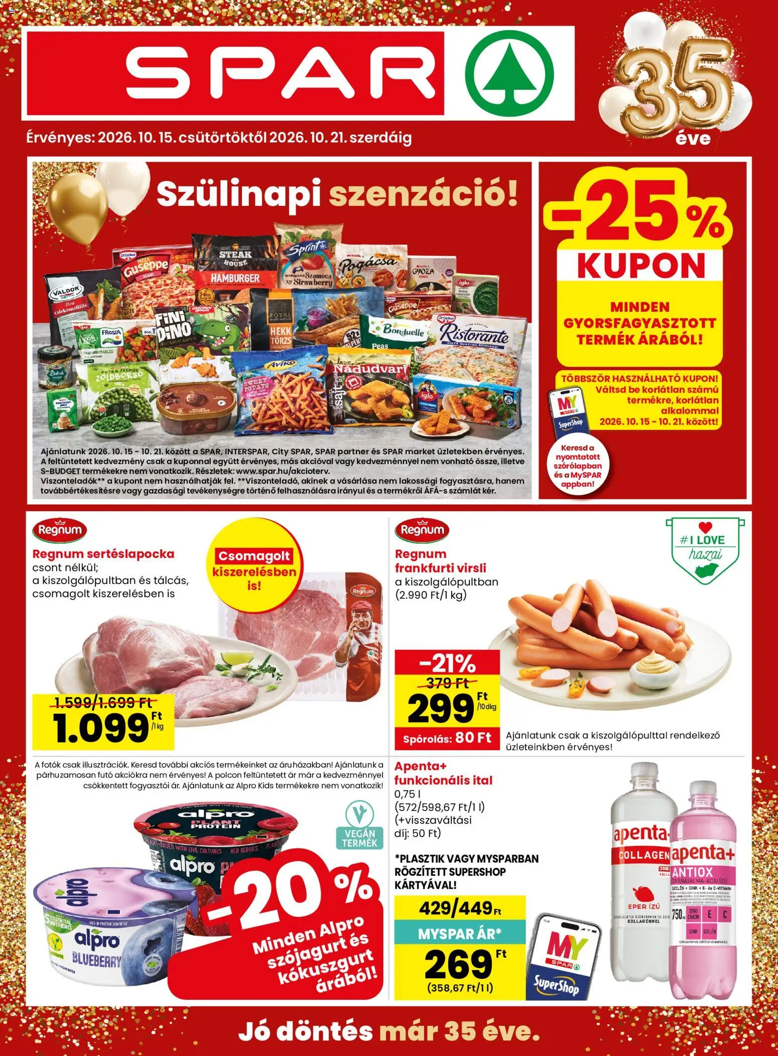 Spar akciós ujság - amely érvényes a következő dátumtól: 2026.10.15. | Oldal: 1