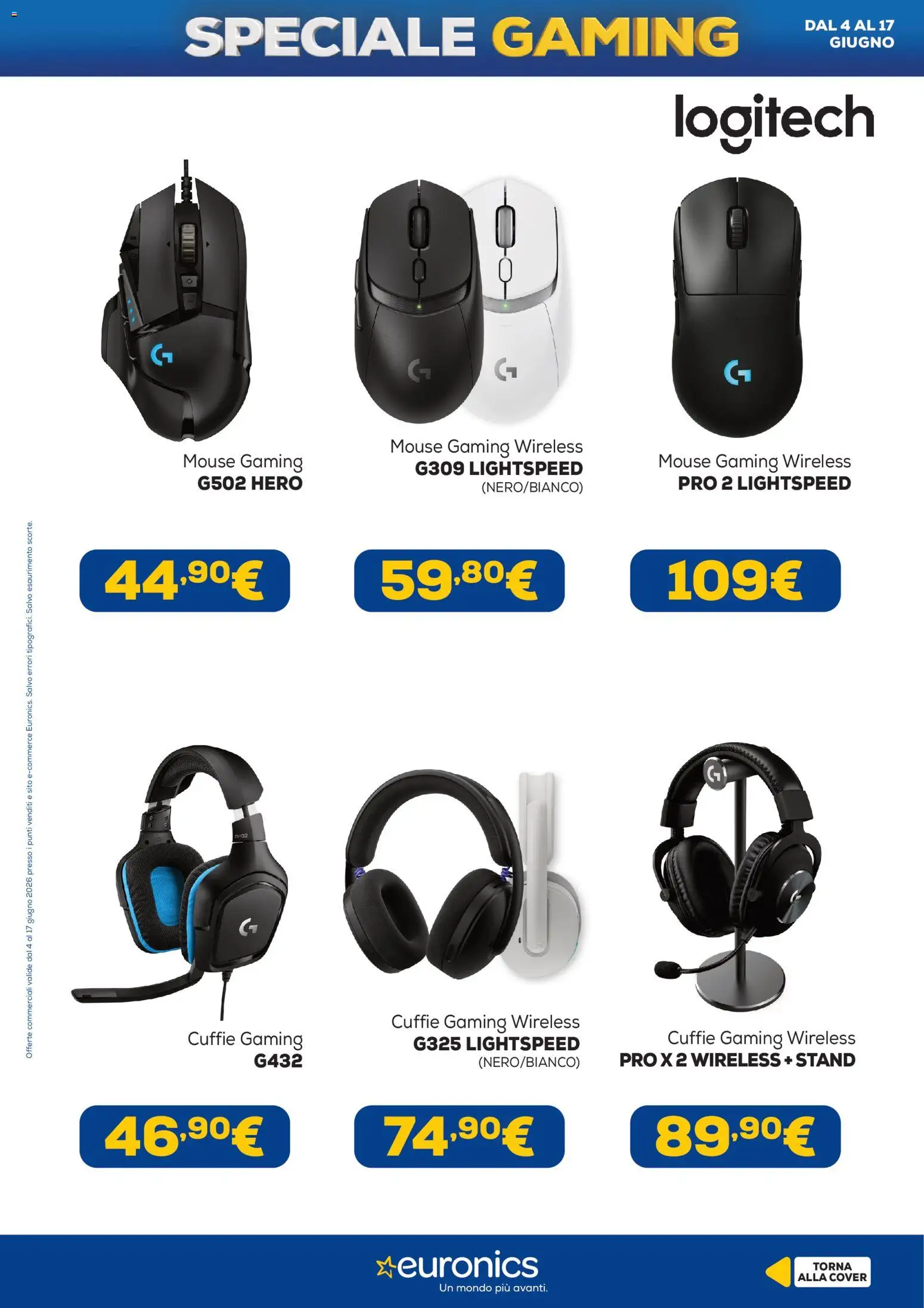 Volantino Euronics del 04.06.2026 | Pagina: 12 | Prodotti: Mouse, Cuffie