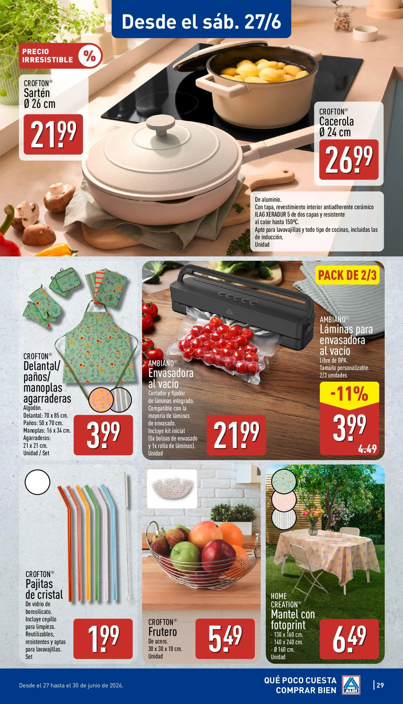 Aldi folleto Canarias │ válido desde el 22.06.2026 | Página: 29 | Productos: Cepillo, Mantel, Pan, Lavavajillas