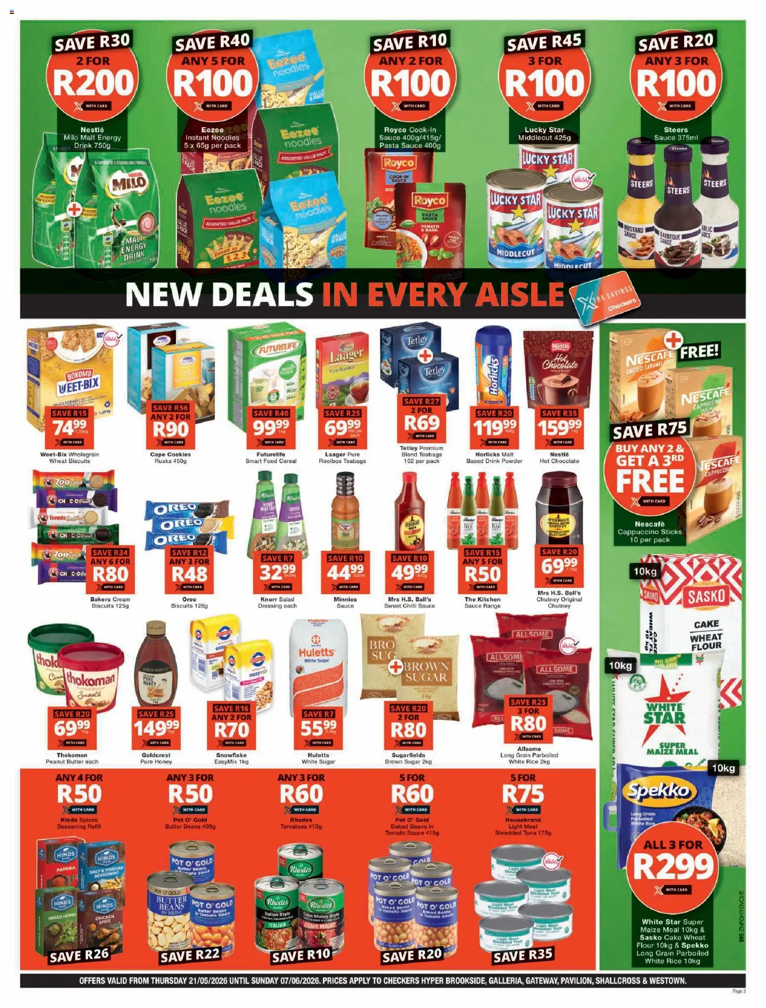New Checkers catalogue – valid from 21.05.2026 | Page: 3 | Products: Butter, Powder, Rice, Pasta