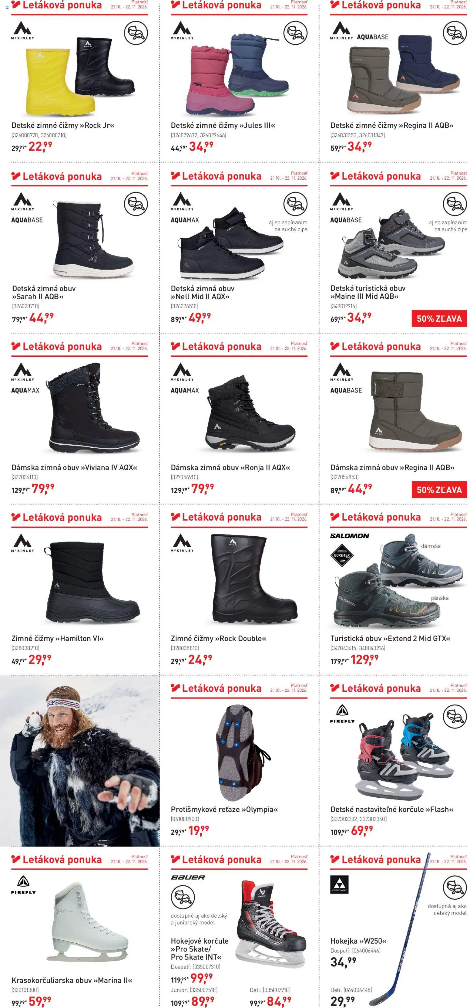 Nové Intersport akcie – leták je platný od 21.10.2026 | Strana: 2 | Produkty: Hokejka, Korčule, Čižmy, Salomon