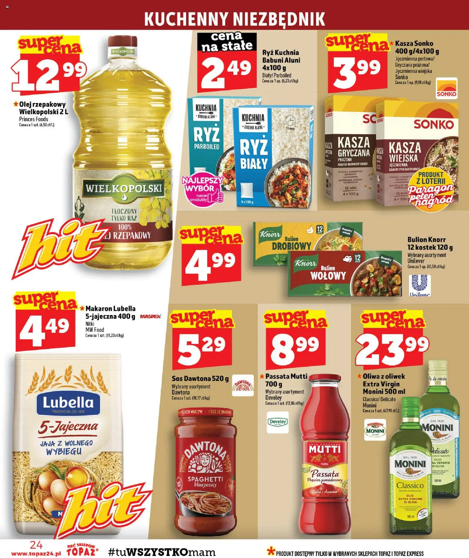 Topaz gazetka - MAZ od 27.08.2026 | Strona: 24 | Produkty: Kasza, Przecier pomidorowy, Passata, Jaja