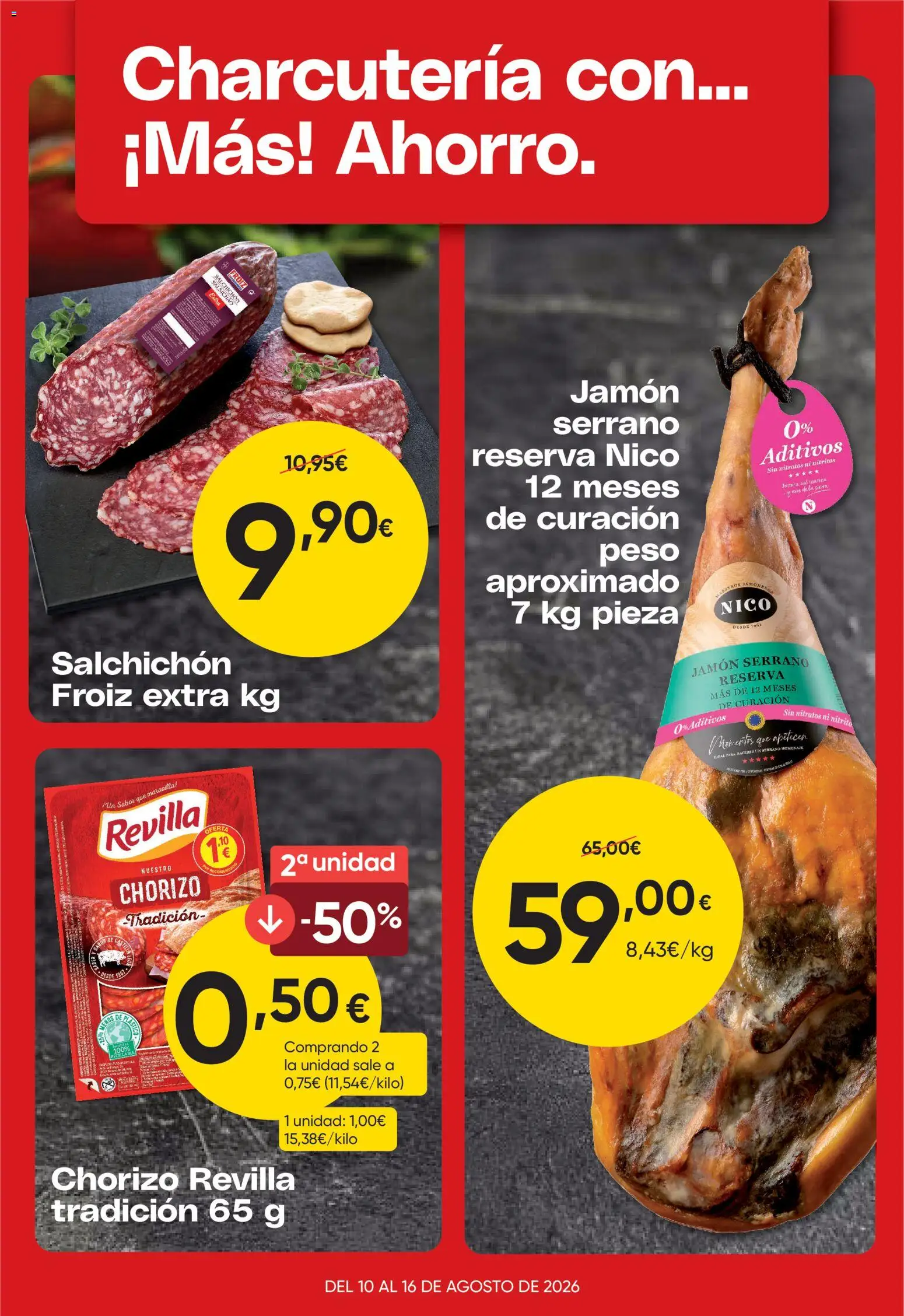 Froiz Oferta semanal │ válido desde el 10/08/2026 | Página: 1 | Productos: Jamón serrano, Jamón, Peso, Sal