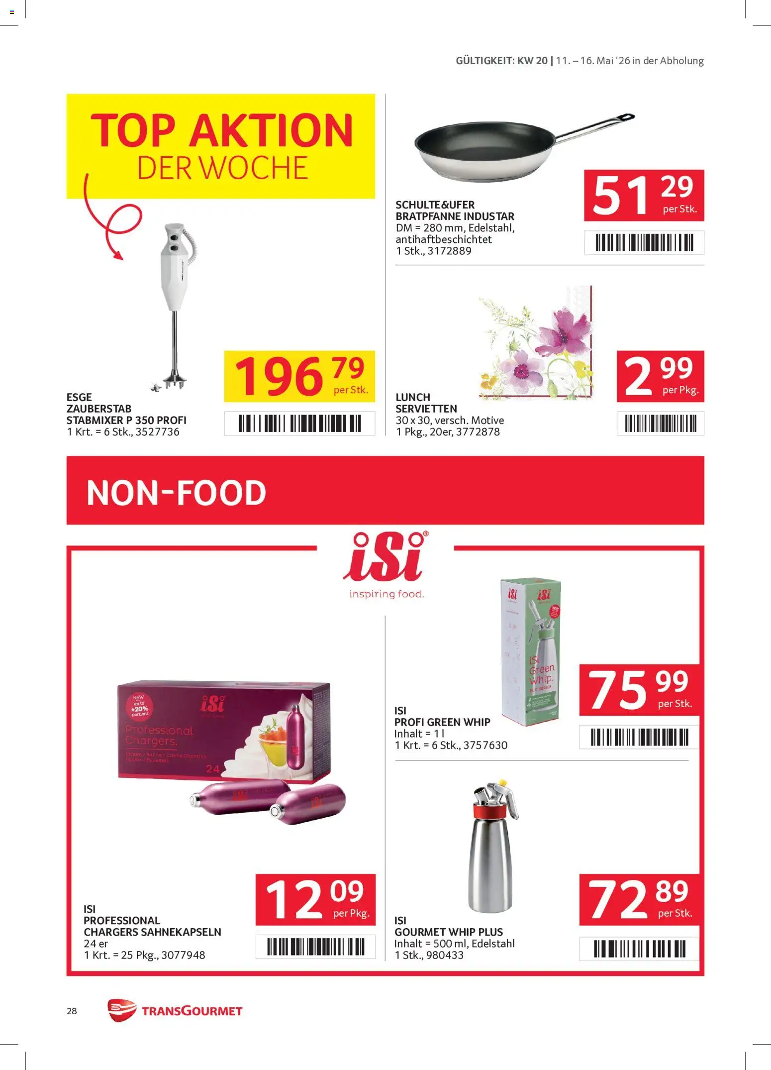 Transgourmet Flugblatt gültig ab 11.05.2026 | Seite: 28 | Produkte: Creme