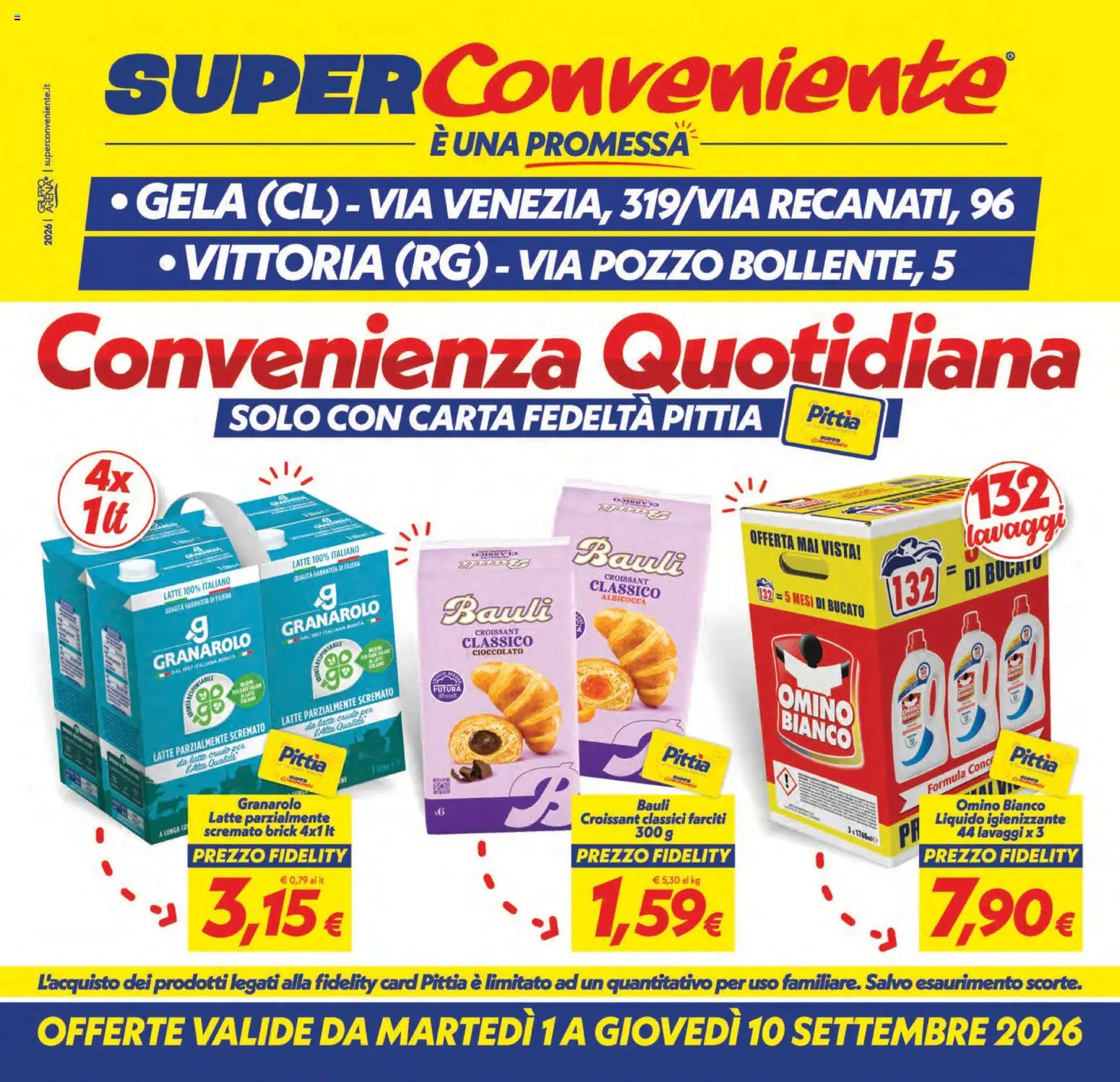 Volantino SuperConveniente del 01/09/2026 | Pagina: 1 | Prodotti: Cioccolato, Latte, Croissant, Latte parzialmente scremato