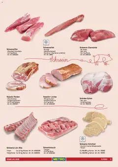 Metro - Sortimentskatalog Lieferservice ab 31.07.2025 gültig | Seite: 5 | Produkte: Schweinefilet, Kasseler nacken, Schinken, Fleisch