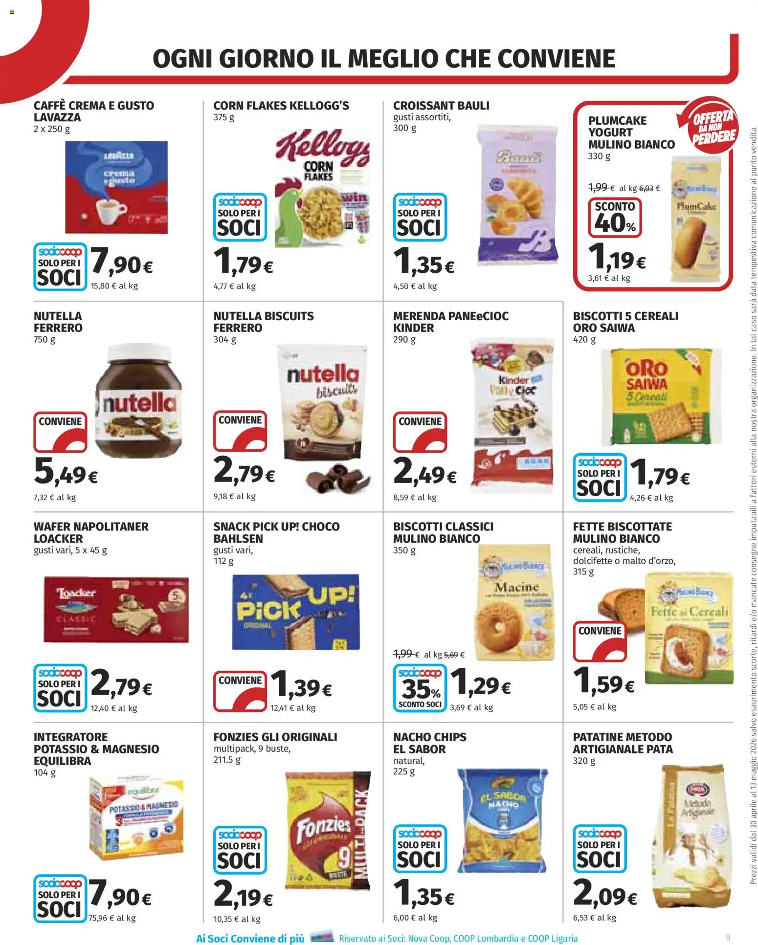 Volantino COOP del 30.04.2026 | Pagina: 9 | Prodotti: Biscotti, Data, Croissant, Lavazza