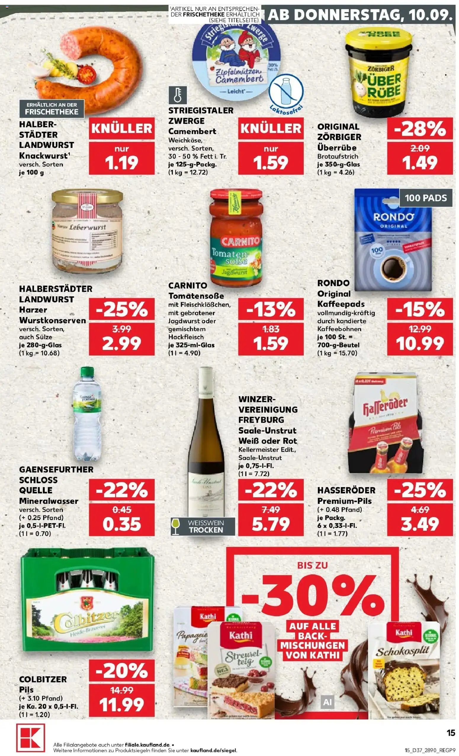 Prospekt Kaufland ab 10.09.2026 » Angebote Online zum Blättern | Seite: 15 | Produkte: Kaffeepads, Weißwein, Pils, Hasseröder