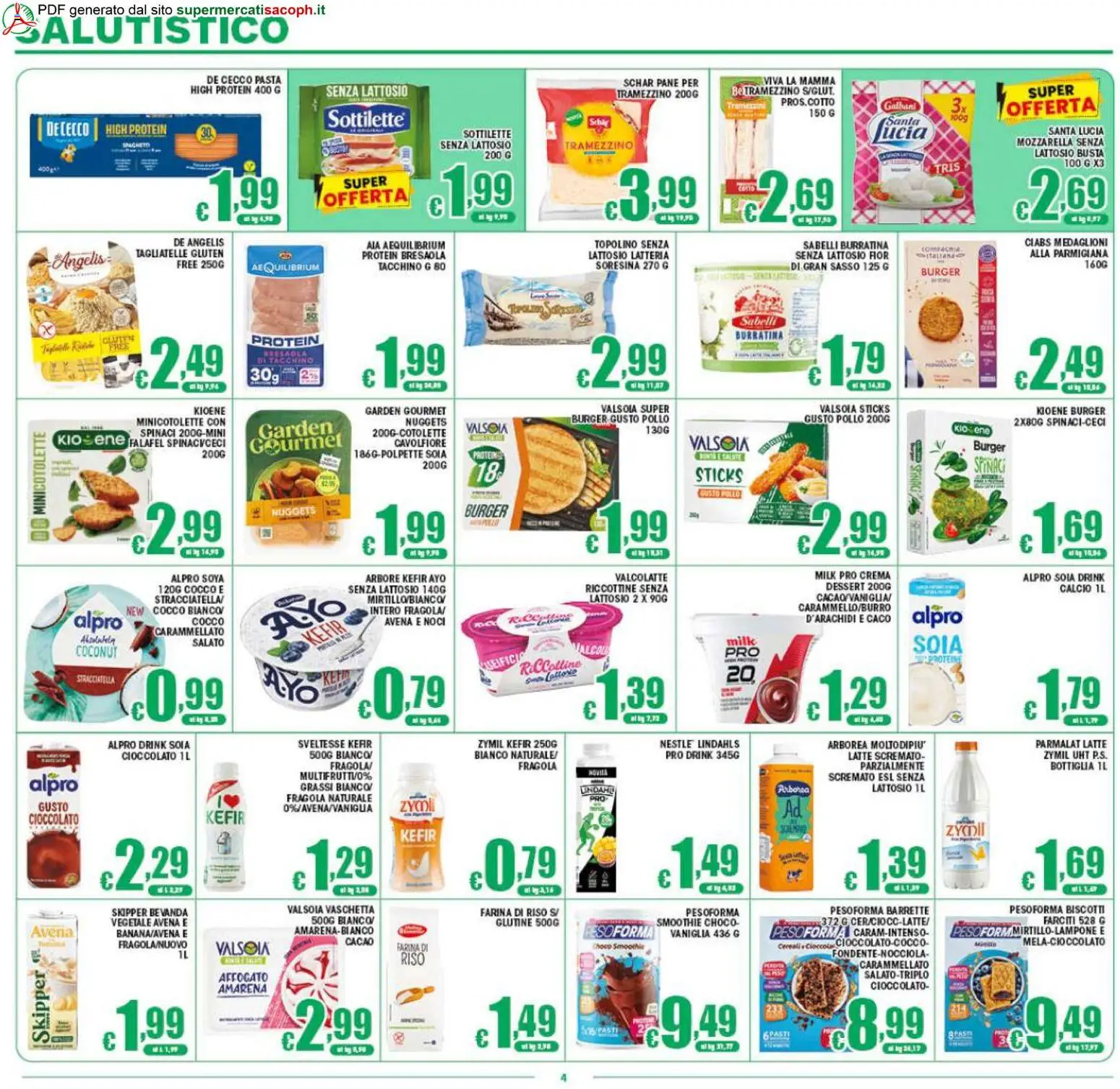 Volantino Sacoph del 29.04.2026 | Pagina: 4 | Prodotti: Latte, Farina, Falafel, Bottiglia