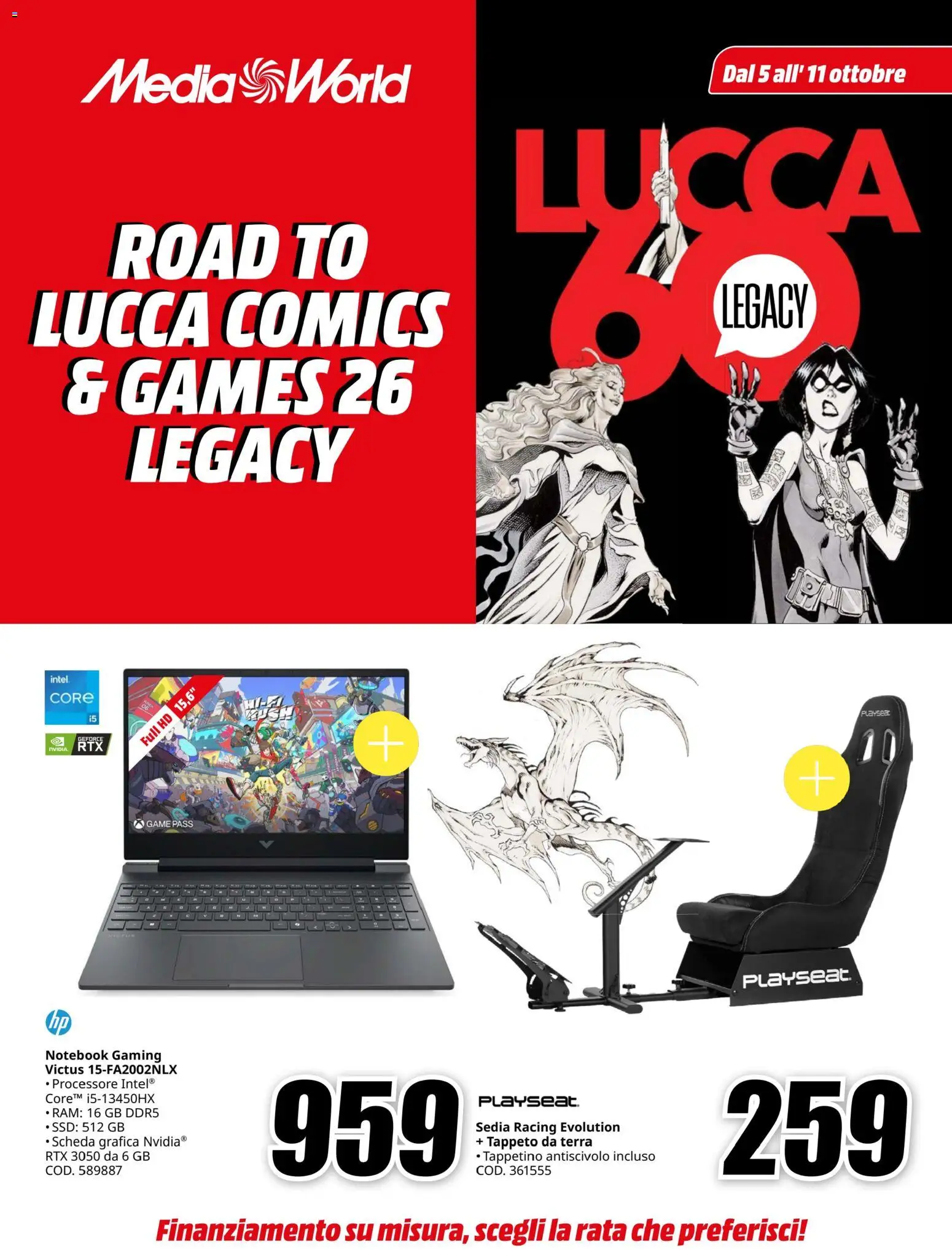 Volantino Media World del 05/10/2026 | Pagina: 1 | Prodotti: Notebook, Sedia, Tappeto, Terra