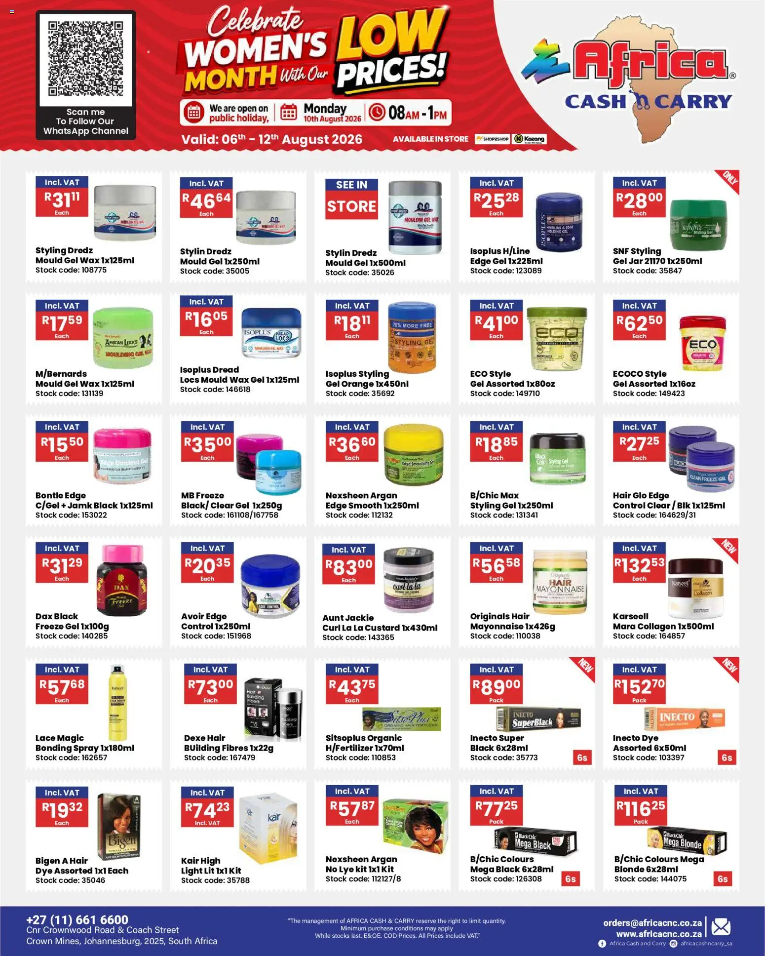 New Africa Cash & Carry catalogue – valid from 06/08/2026 | Page: 4 | Products: Wax, Light, Stock, Mayonnaise