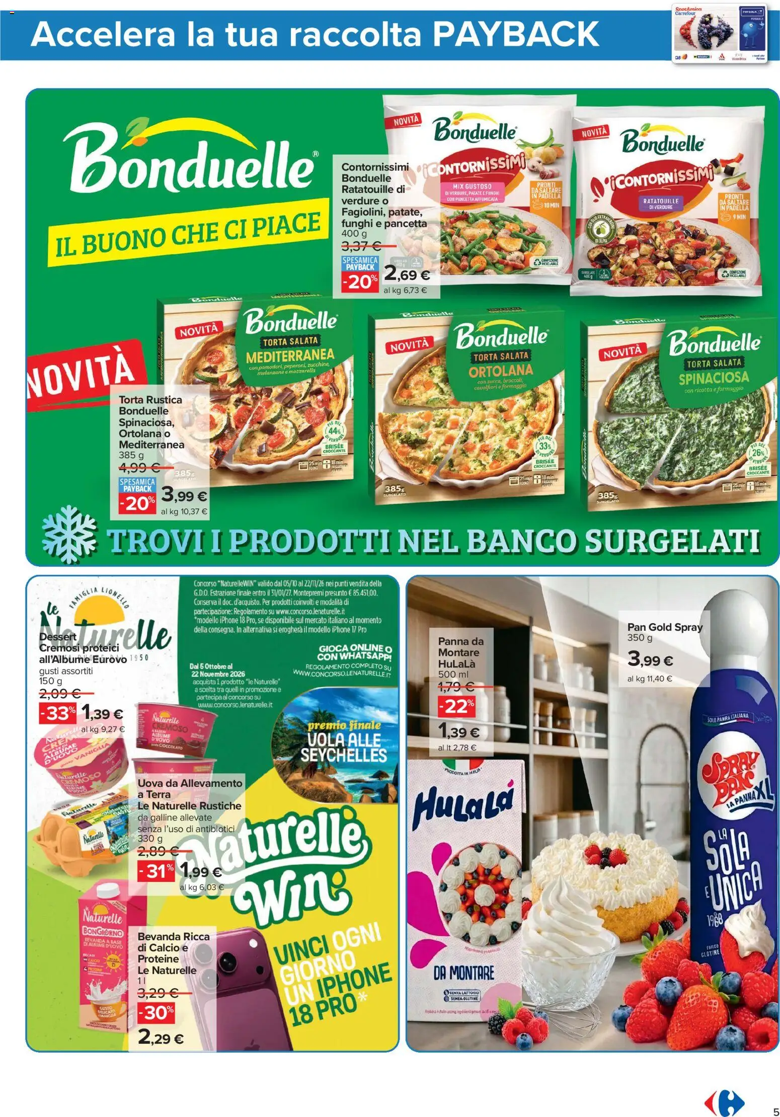 Volantino Carrefour del 23/10/2026 | Pagina: 5 | Prodotti: Panna, Mozzarella, Melanzane, Torta