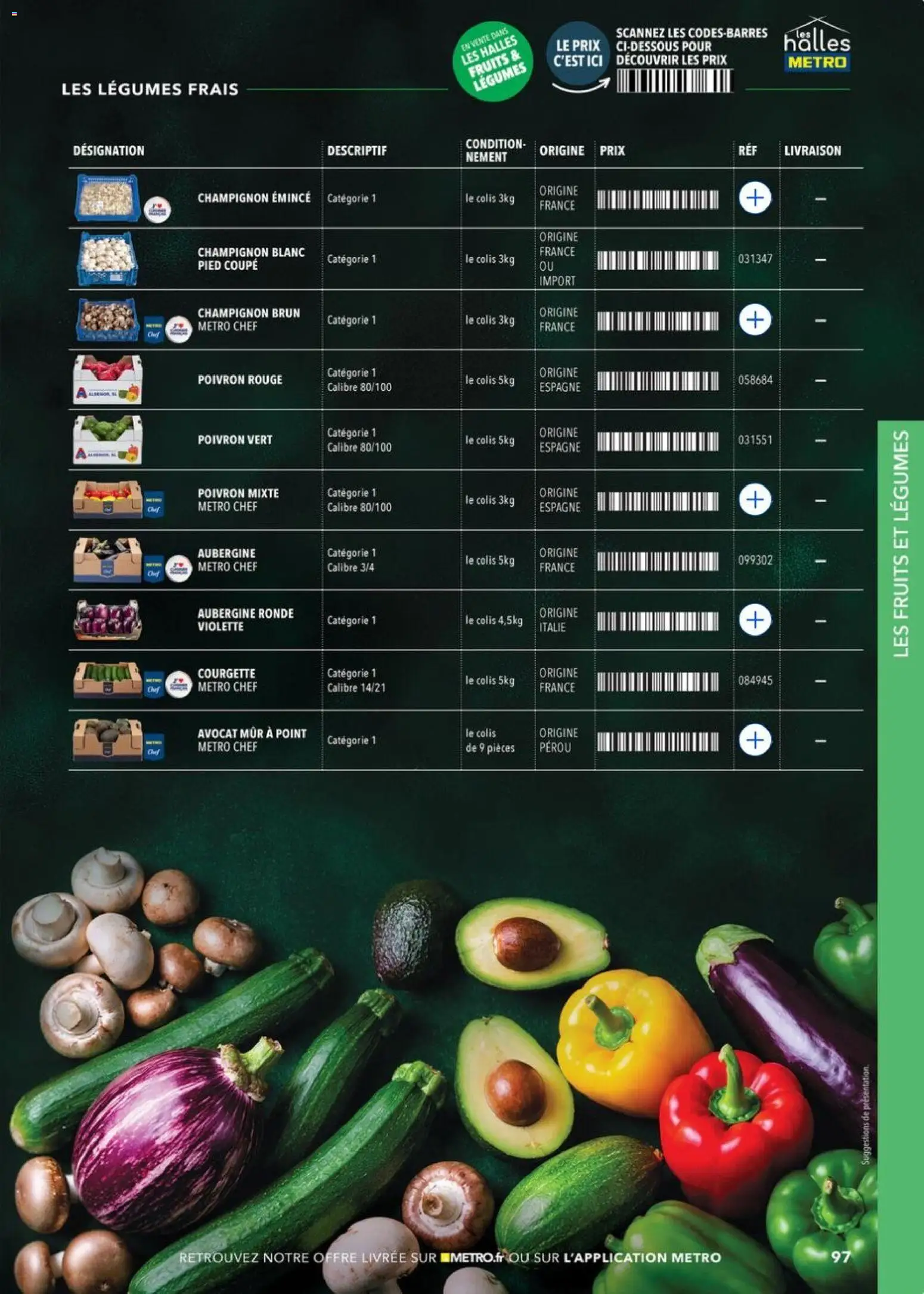 {H1} | Page: 97 | Produits: Avocat, Aubergine, Courgette, Champignon