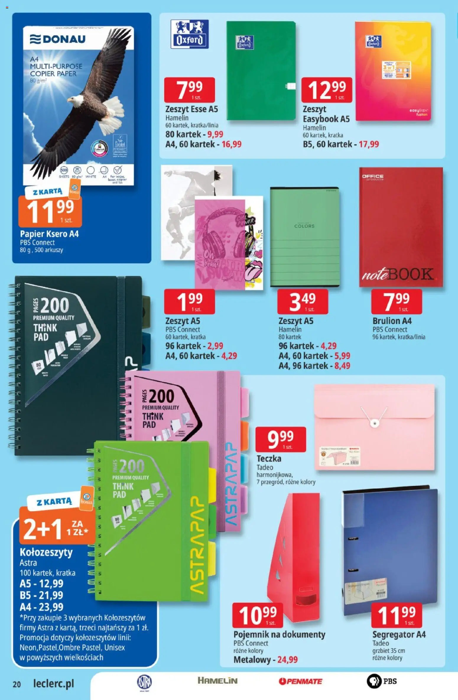 E.Leclerc gazetka od 22.09.2026 | Strona: 20 | Produkty: Karta, Notebook, Zeszyt, Papier ksero