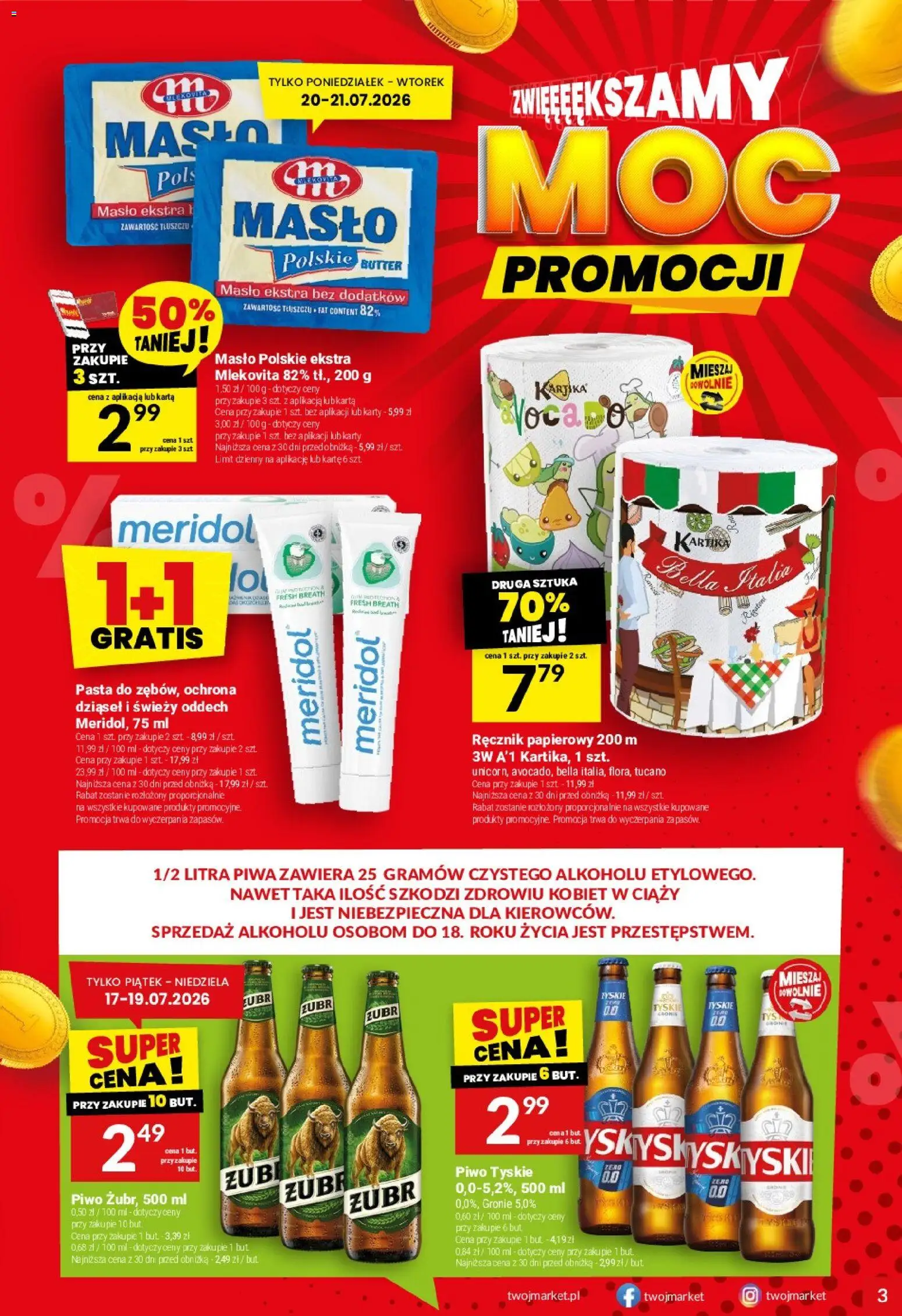 Twój Market gazetka od 15.07.2026 | Strona: 3 | Produkty: Masło Polskie, Tyskie, Masło, Piwo