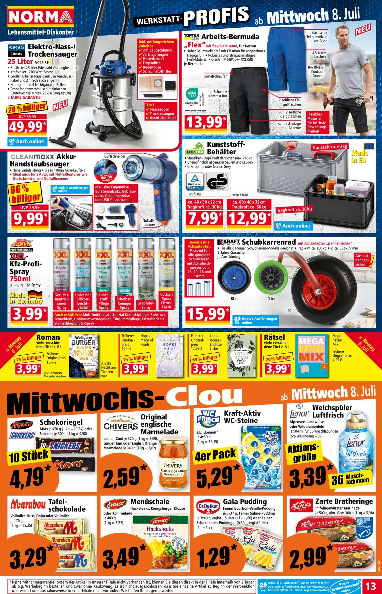 Norma Flugblatt gültig ab 06.07.2026 | Seite: 13 | Produkte: Erbsen, Kabel, Schokolade, Weichspüler