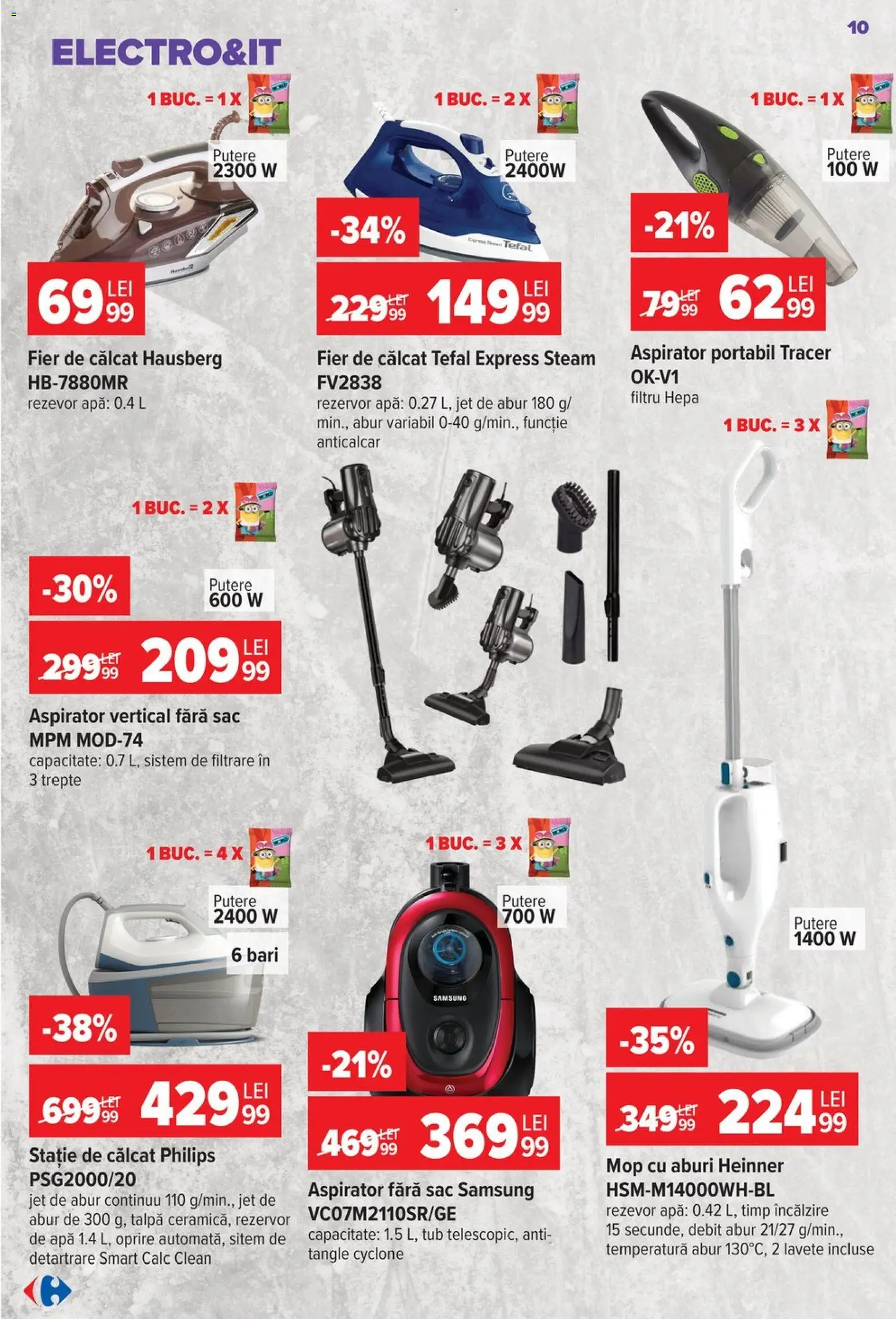 Noul catalog Carrefour – valabil de la 23.09.2026 | Pagină: 10 | Produse: Fier, Clean, Mop, Apă