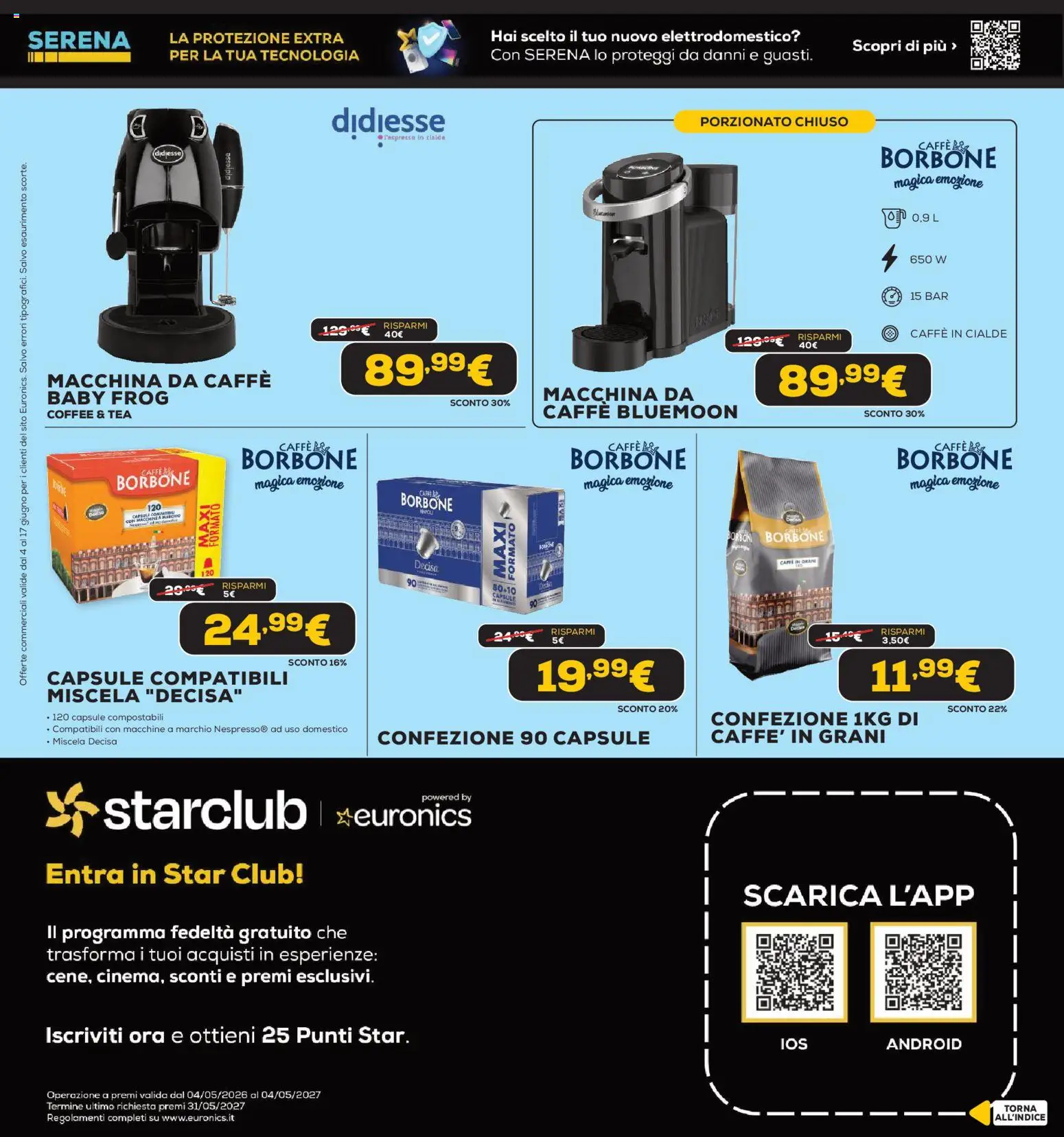 Volantino Euronics del 04.06.2026 | Pagina: 40 | Prodotti: Macchina da caffe, Caffè, Caffè in cialde