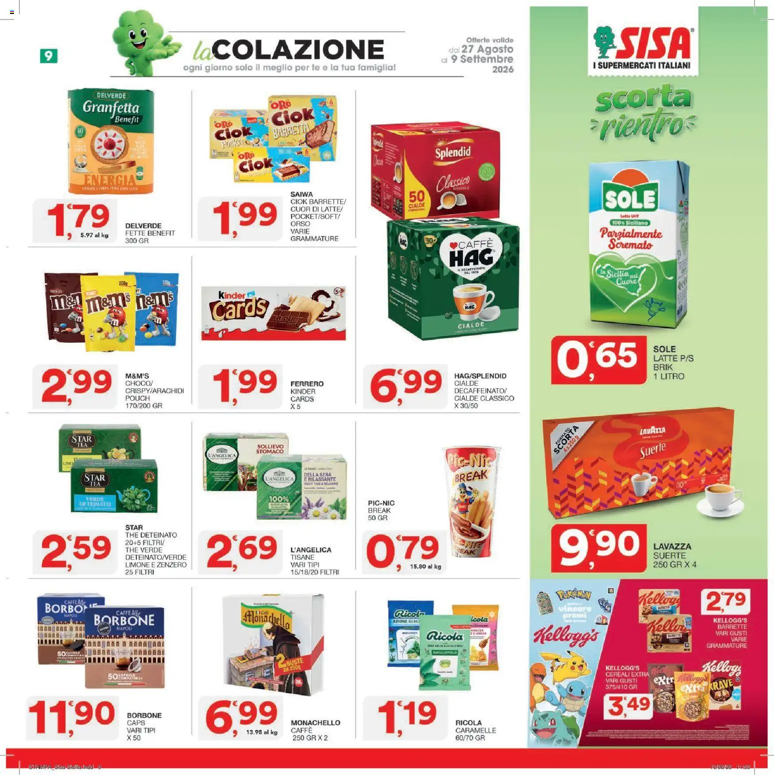 Volantino SISA del 27/08/2026 | Pagina: 9 | Prodotti: Caramelle, Cereali, Limone, Cialde