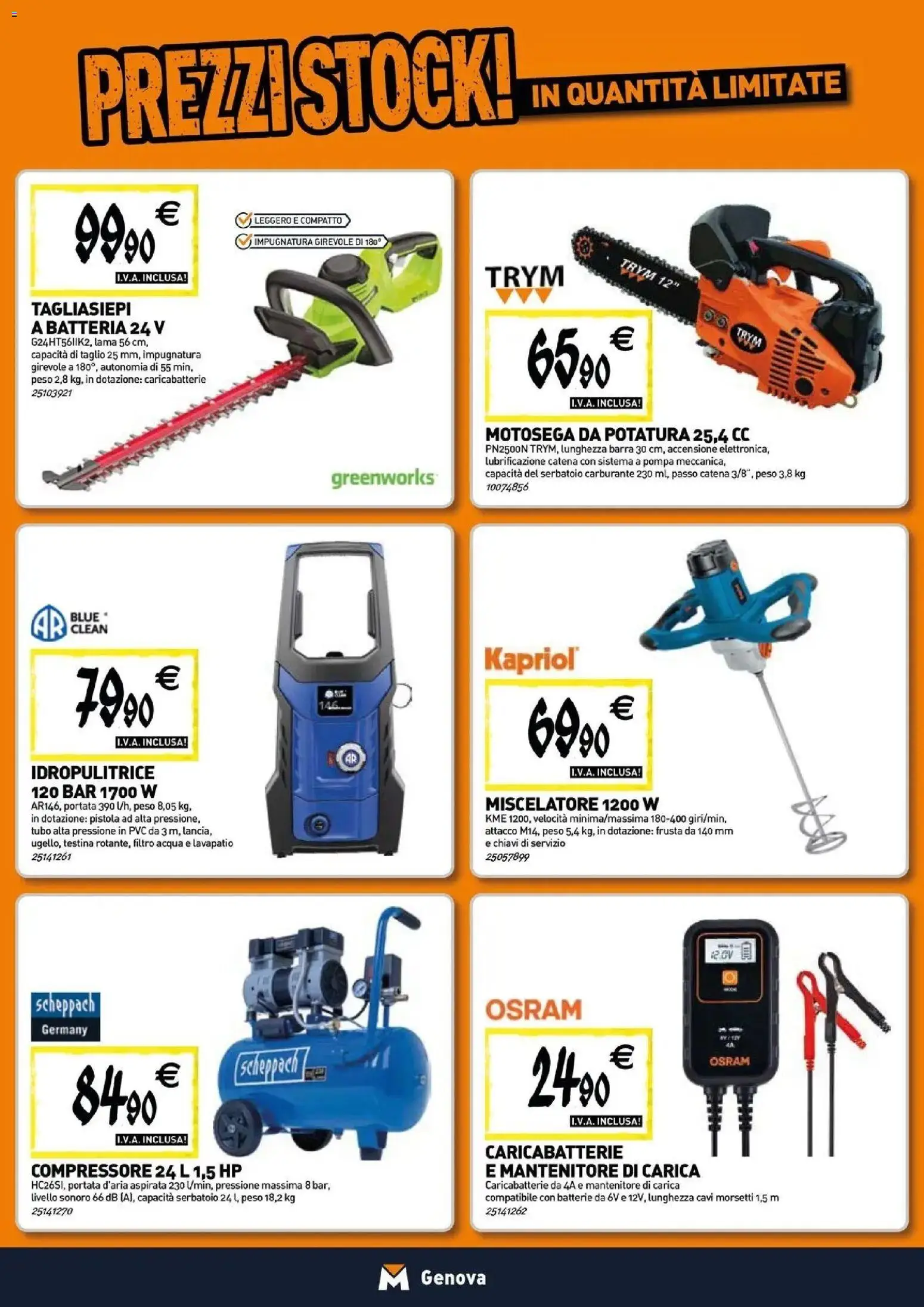 Nuovo TECNOMAT catalogo Genova dal 27/08/2026 > offerte anteprima 🛍️ | Pagina: 19 | Prodotti: Tubo, Idropulitrice, Batteria, Caricabatterie