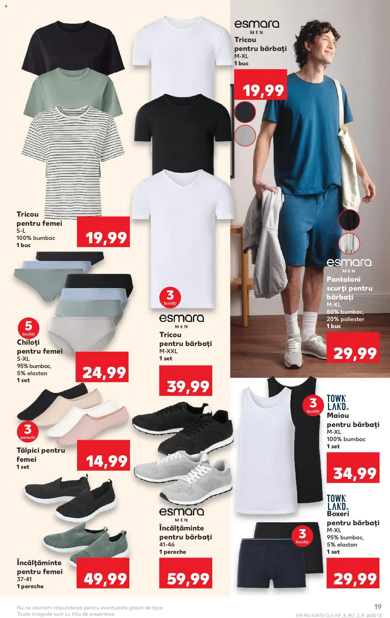 Noul catalog Kaufland – valabil de la 08.04.2026 | Pagină: 19 | Produse: Tălpici, Top, Bornoz takımı, Pantaloni scurți