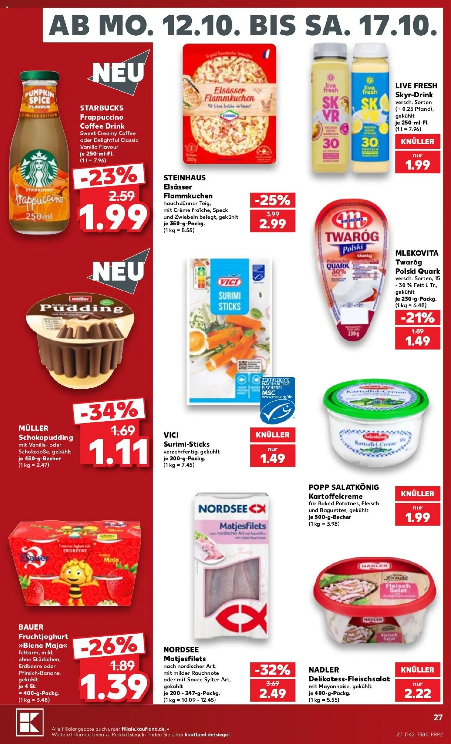 Kaufland Prospekt Hamburg – gültig ab 12.10.2026 | Seite: 33 | Produkte: Quark, Starbucks, Creme, Fleisch