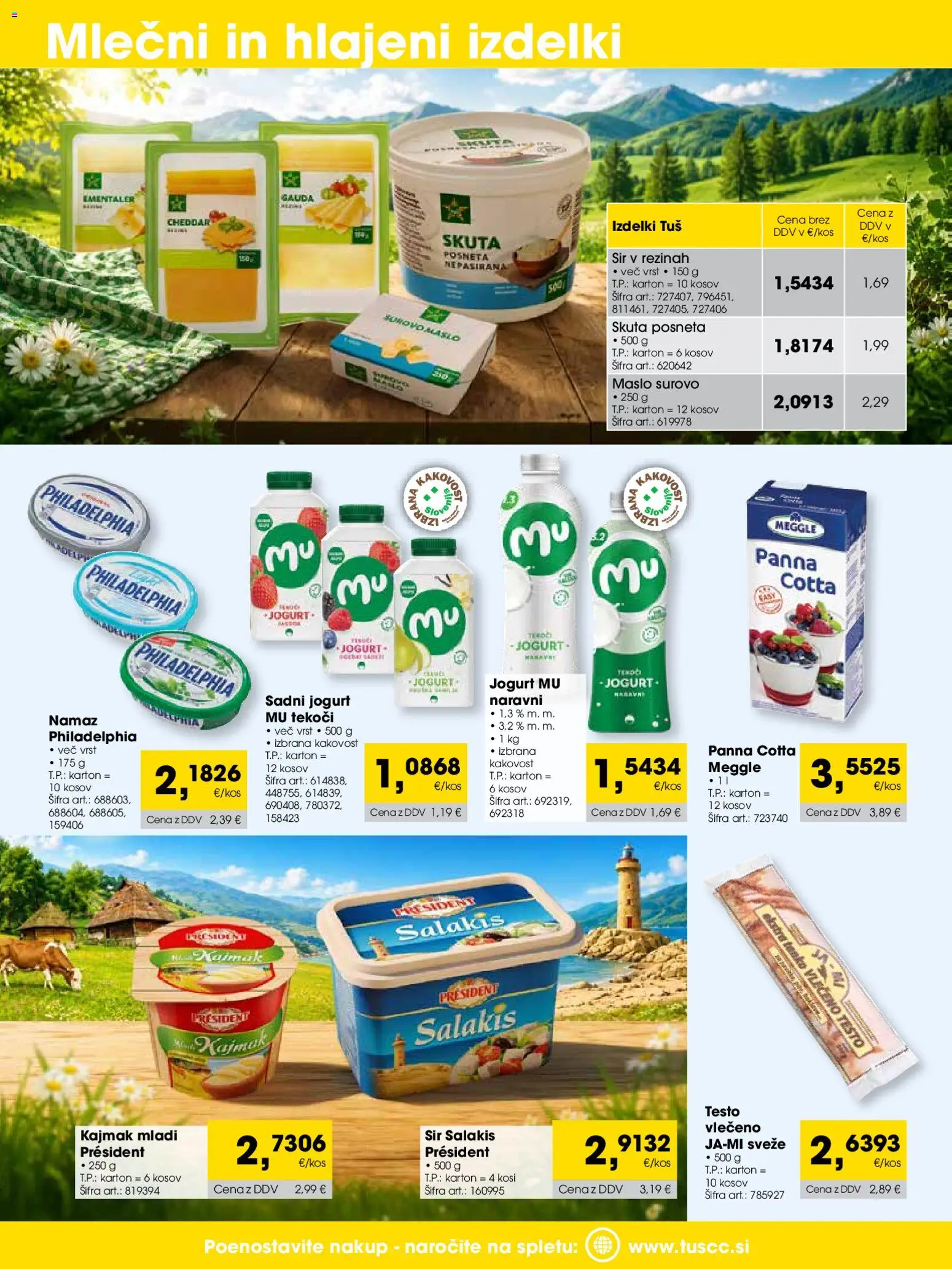 Novi Tuš katalog ponudbe – veljaven od 01.06.2026 | Stran: 4 | Izdelki: Gauda, Kajmak, Namaz, Cheddar