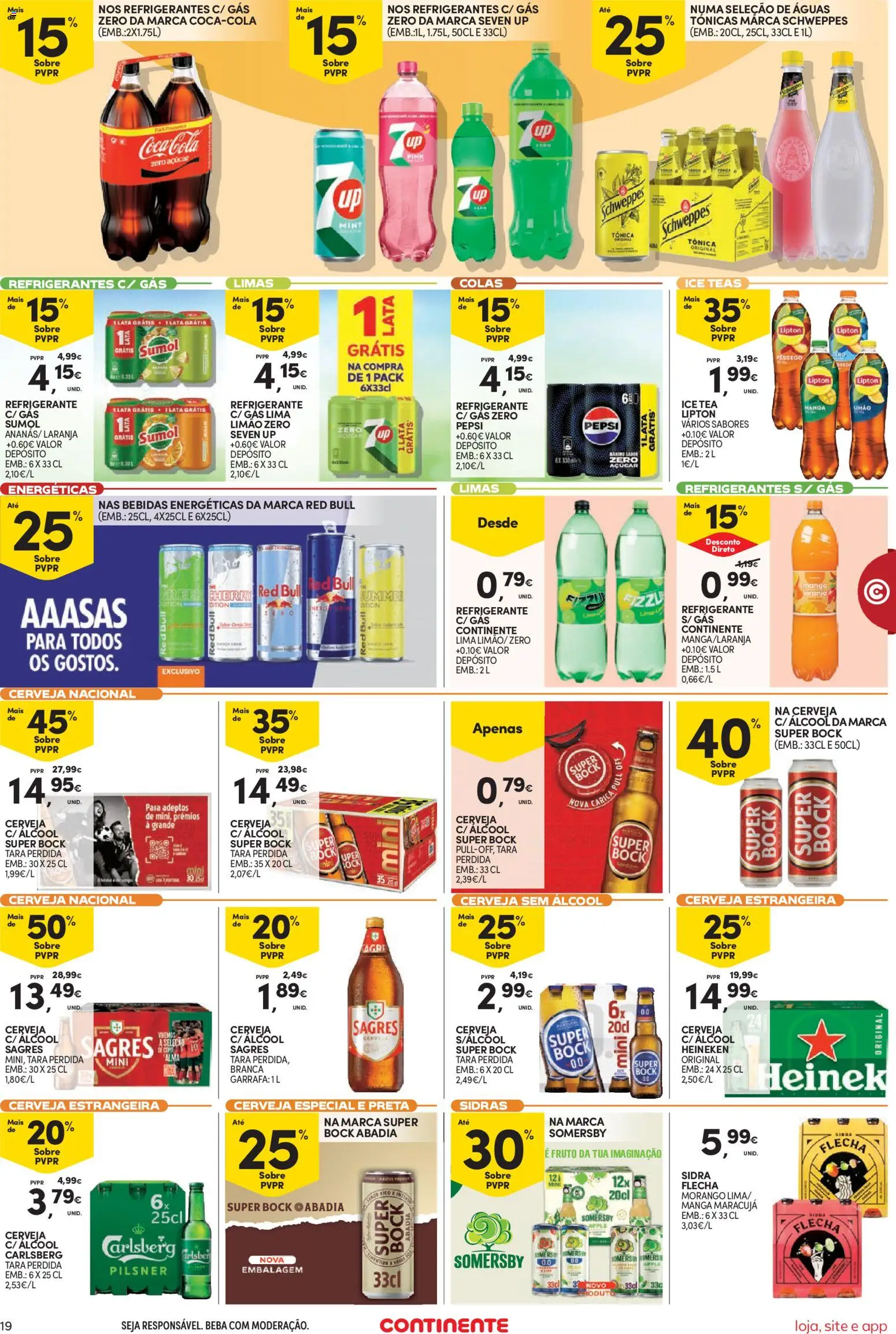 Continente Semanal Continente Bom Dia │ válido de 01/09/2026 | Página: 19 | Produtos: Sidra, Manga, Cerveja, Açúcar