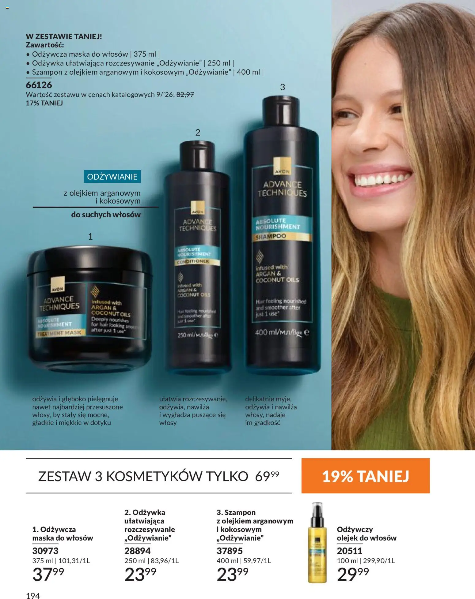 Avon Katalog 9 2026 od 01.09.2026 | Strona: 194 | Produkty: Szampon, Odżywka, Maska do włosów, Olejek do włosów
