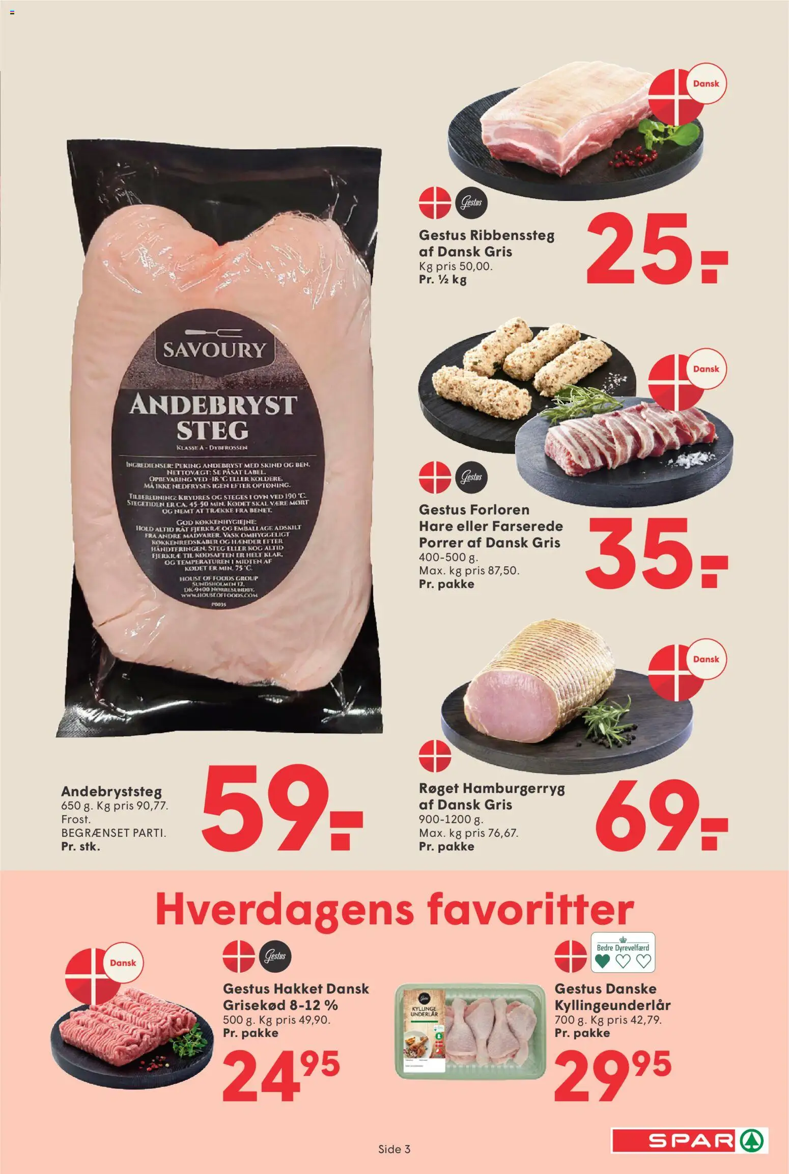 Spar tilbudsavis – gyldig fra 23/10/2026 | Side: 3 | Produkter: Porrer, Hamburgerryg, Ovn