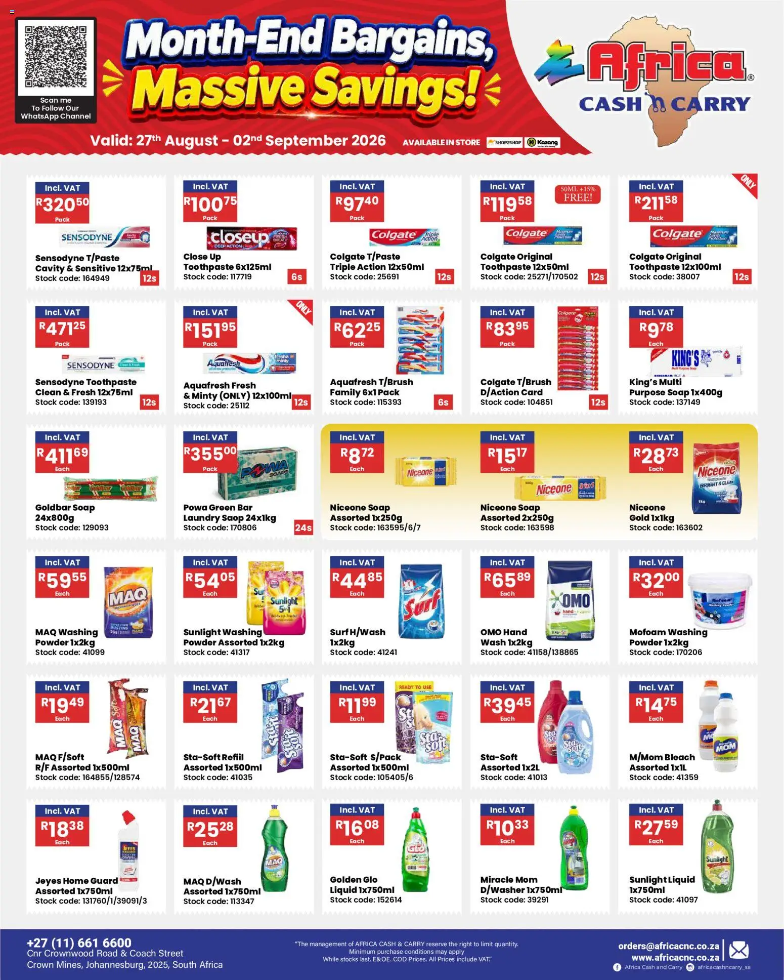 New Africa Cash & Carry catalogue – valid from 27/08/2026 | Page: 17 | Products: Powder, Soap, Toothpaste, Washing powder