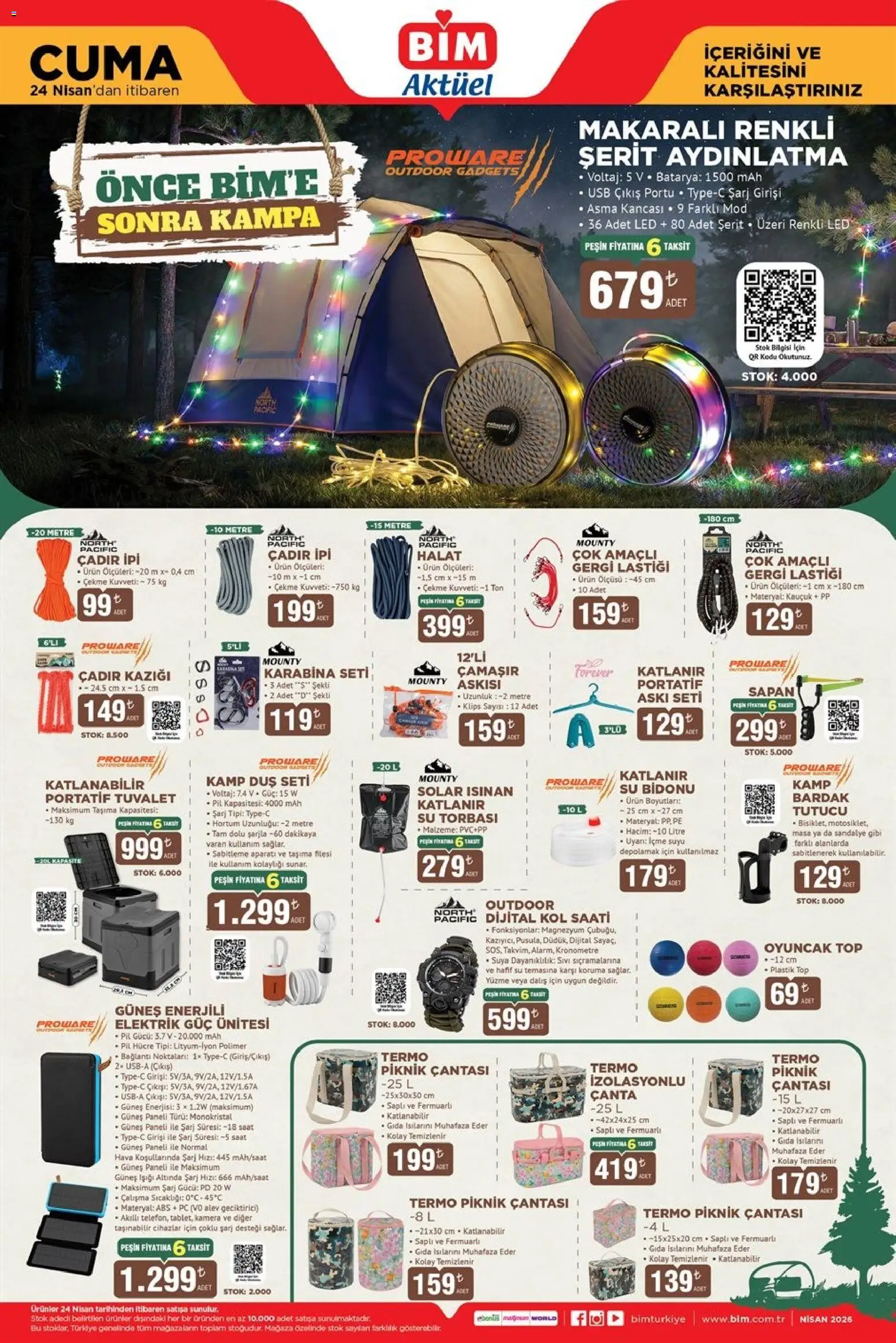 BİM - Katalog Cuma - 24.04.2026 tarihinden itibaren geçerlidir | Sayfa: 6 | Ürünler: Masa, Tuvalet, Pil, Duş