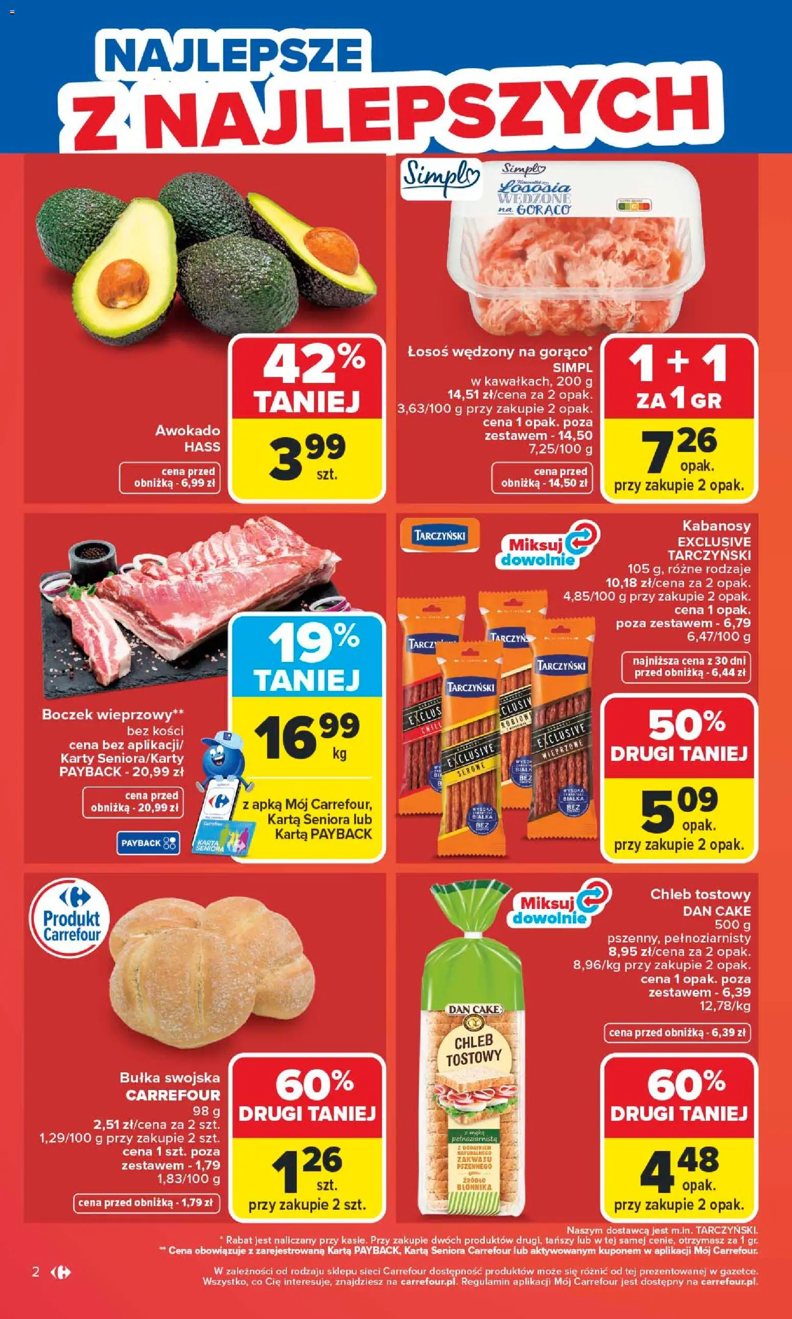 Carrefour gazetka od 04.05.2026 | Strona: 4 | Produkty: Karta, Łosoś wędzony, Łosoś, Chleb