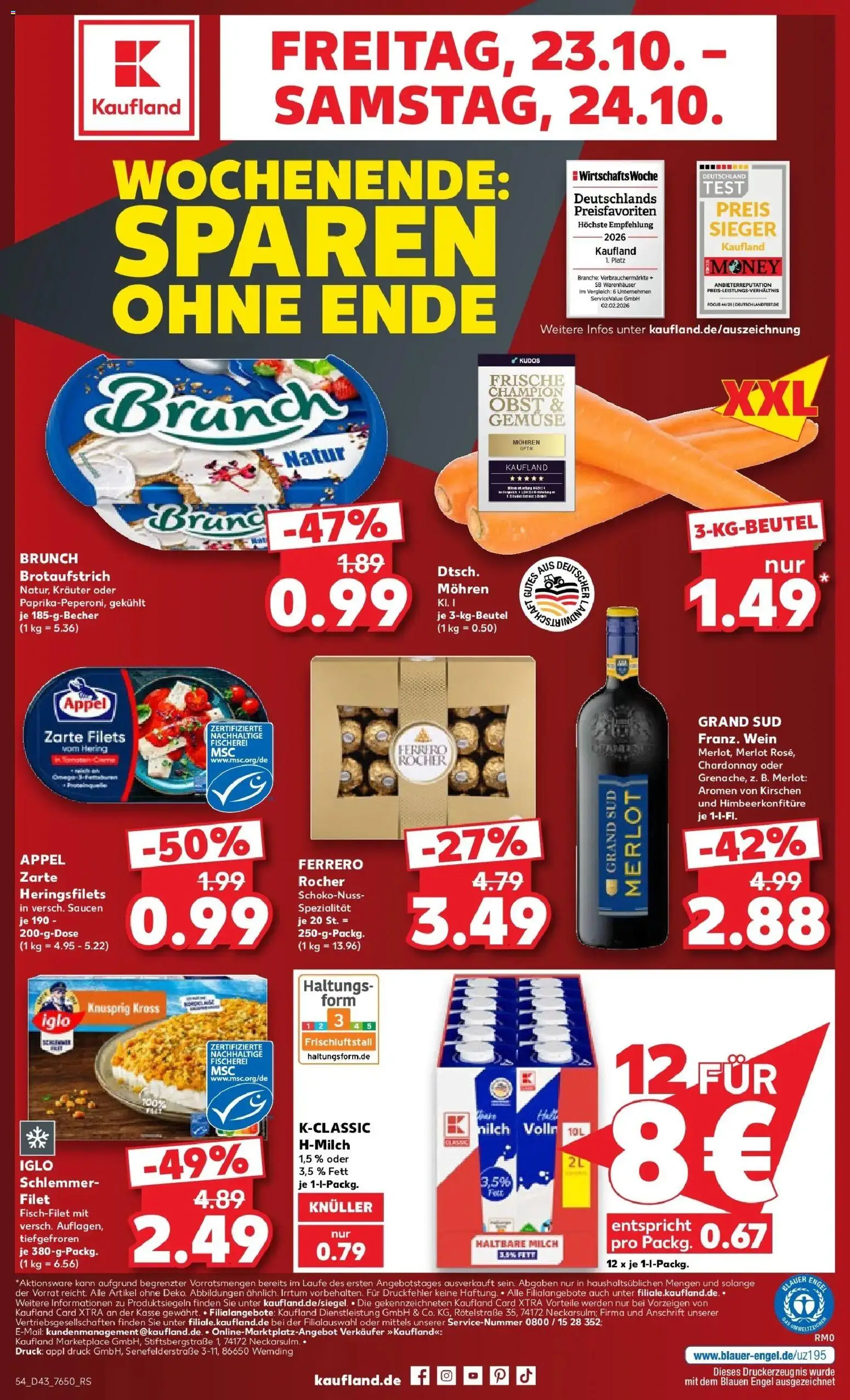 Prospekt Kaufland ab 19.10.2026 » Angebote Online zum Blättern | Seite: 58 | Produkte: Milch, Gemüse, Grand sud, Wein
