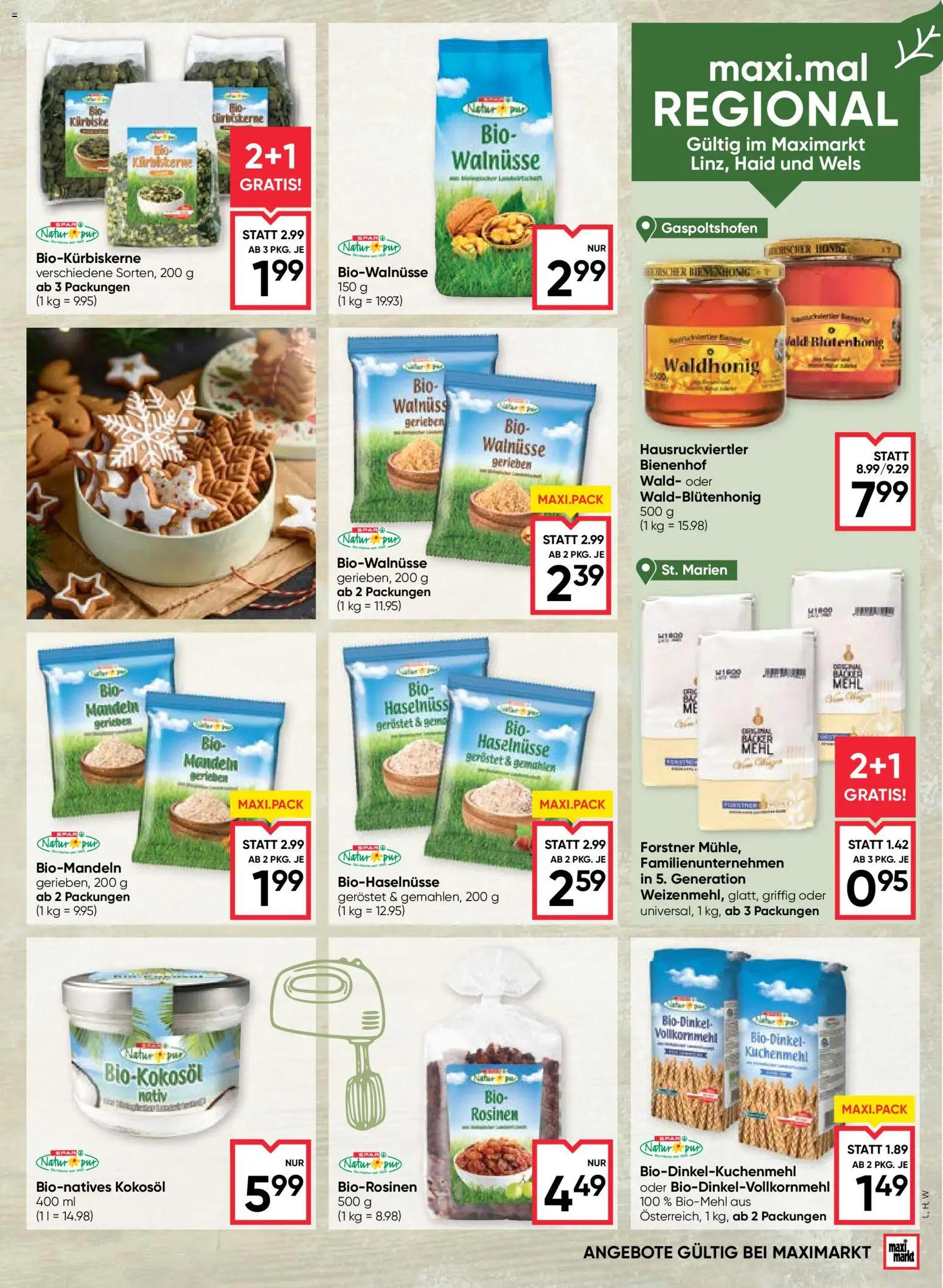 Maximarkt Beilage gültig ab 22.10.2026 | Seite: 13 | Produkte: Rosinen, Mehl, Haselnüsse, Geröstet