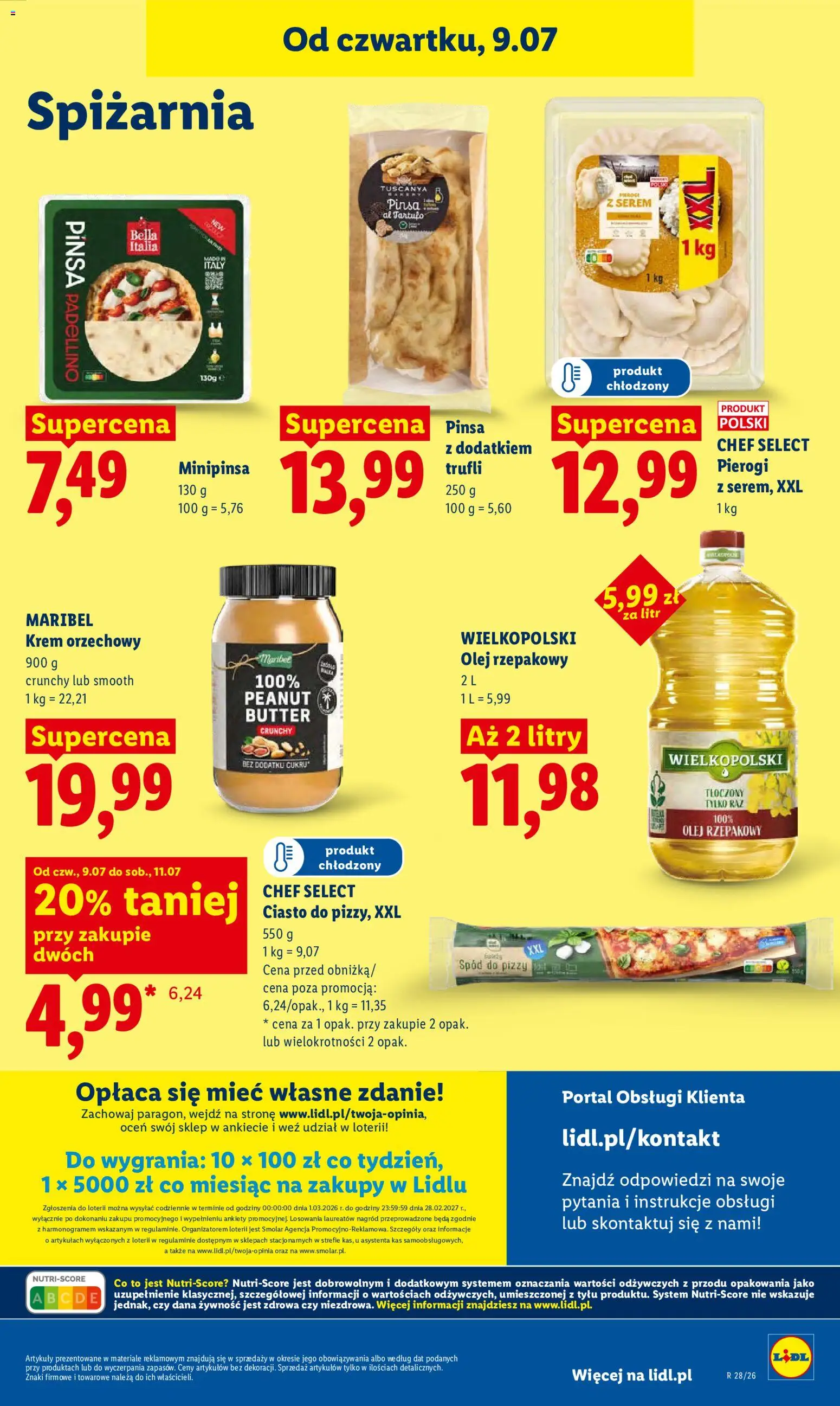 Lidl gazetka od 09.07.2026 | Strona: 83 | Produkty: Olej rzepakowy, Krem orzechowy, Spód do pizzy, Pinsa