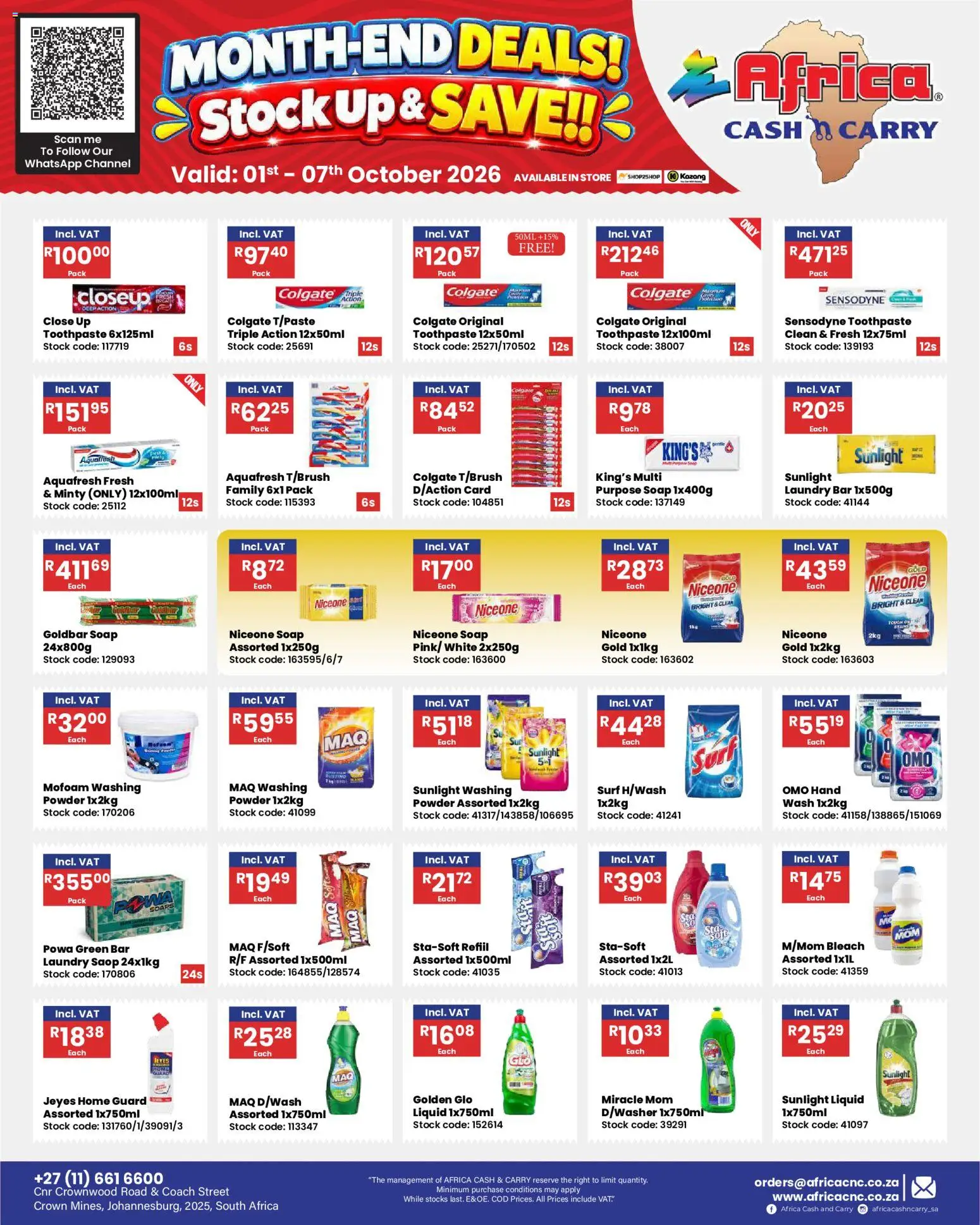 New Africa Cash & Carry catalogue – valid from 01/10/2026 | Page: 16 | Products: Bleach, Powder, Soap, Washing powder