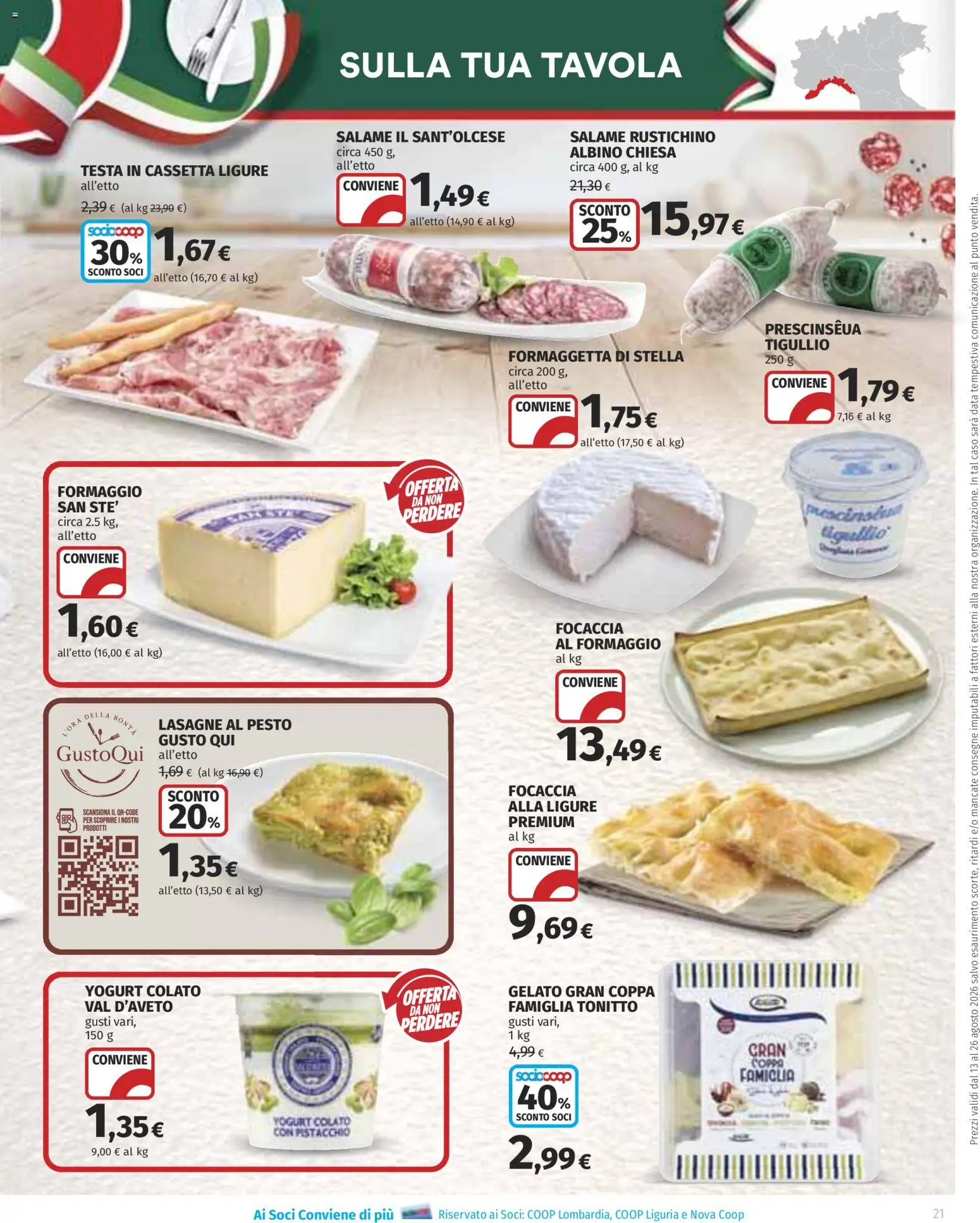 Volantino Ipercoop del 13/08/2026 | Pagina: 21 | Prodotti: Yogurt, Focaccia, Formaggio, Pesto