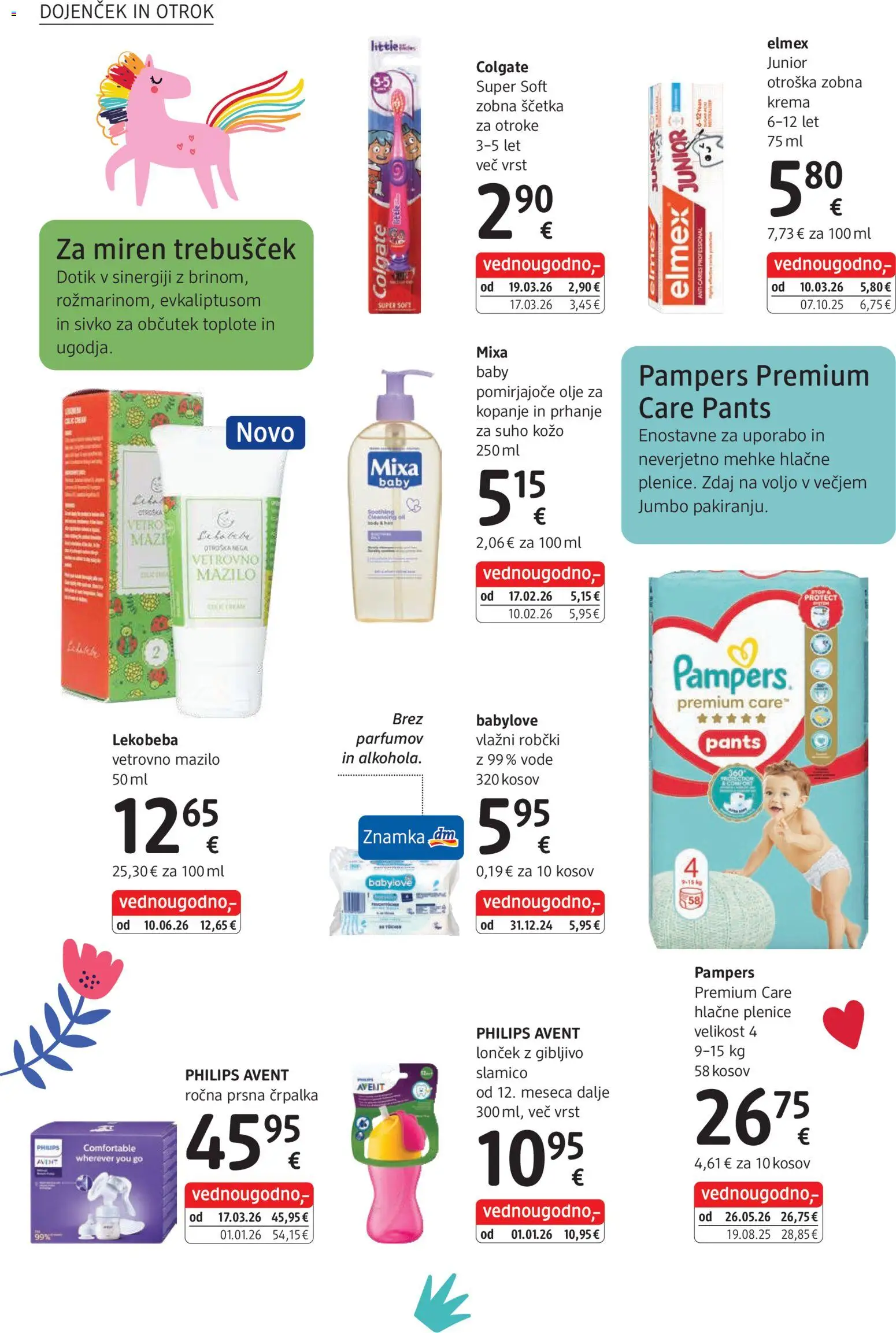 Novi DM Drogerie Markt katalog ponudbe – veljaven od 01.07.2026 | Stran: 24 | Izdelki: Plenice, Črpalka, Robčki, Krema