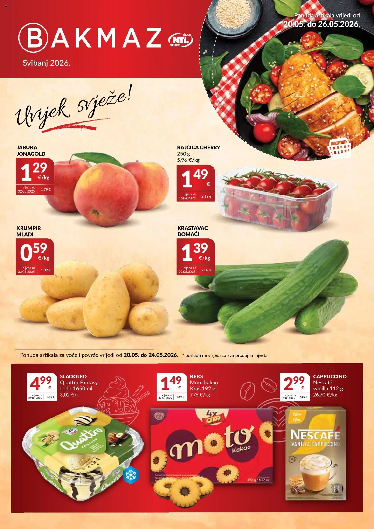 Bakmaz katalog | vrijedi od 20.05.2026 | Stranica: 1 | Proizvodi: Nescafe, Ledo, Krumpir, Jabuka