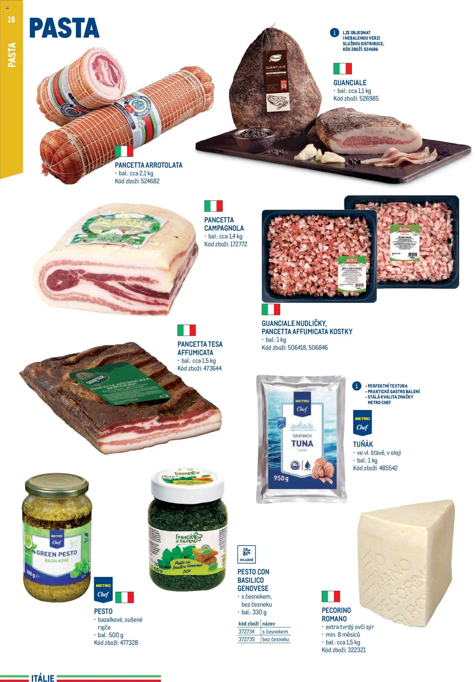 Makro leták - Itálie od 15.05.2026 | Strana: 18 | Produkty: Sýr, Pecorino, Pesto, Pancetta