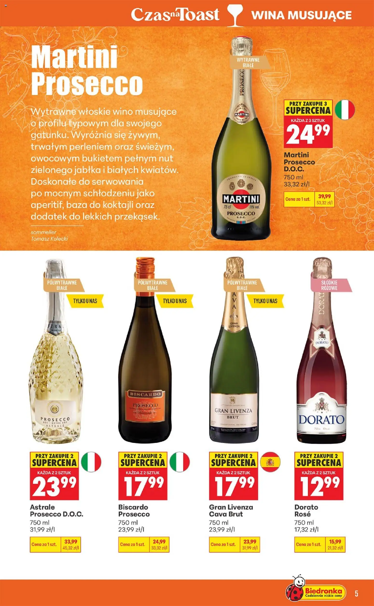 Biedronka Polsko leták - Czas na toast od 07.09.2026 | Strana: 5 | Produkty: Prosecco, Jablka, Martini, Martini Prosecco