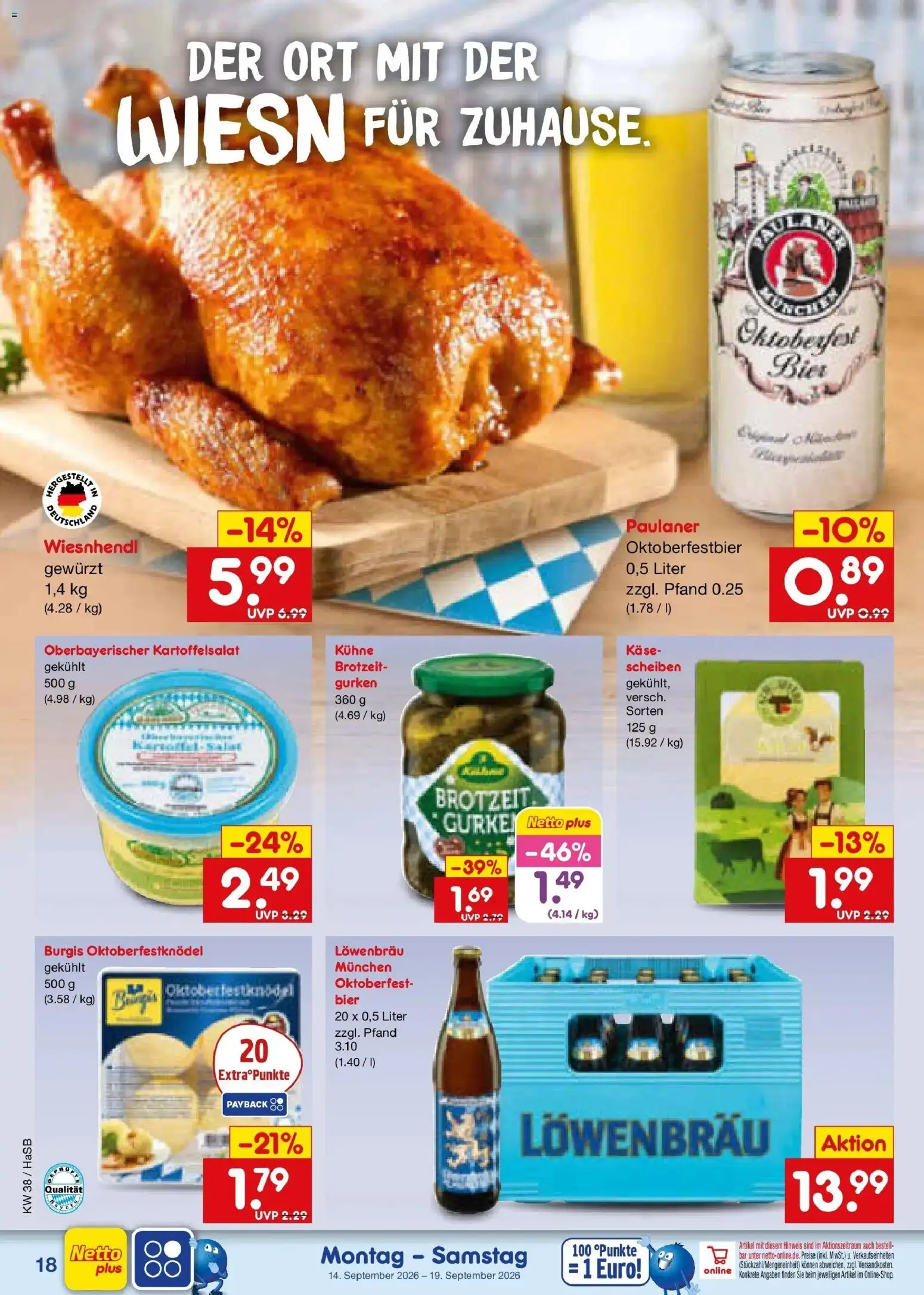 Netto Marken-Discount Prospekt Unna – gültig ab 14.09.2026 | Seite: 28 | Produkte: Käse, Bier, Gurken, Paulaner