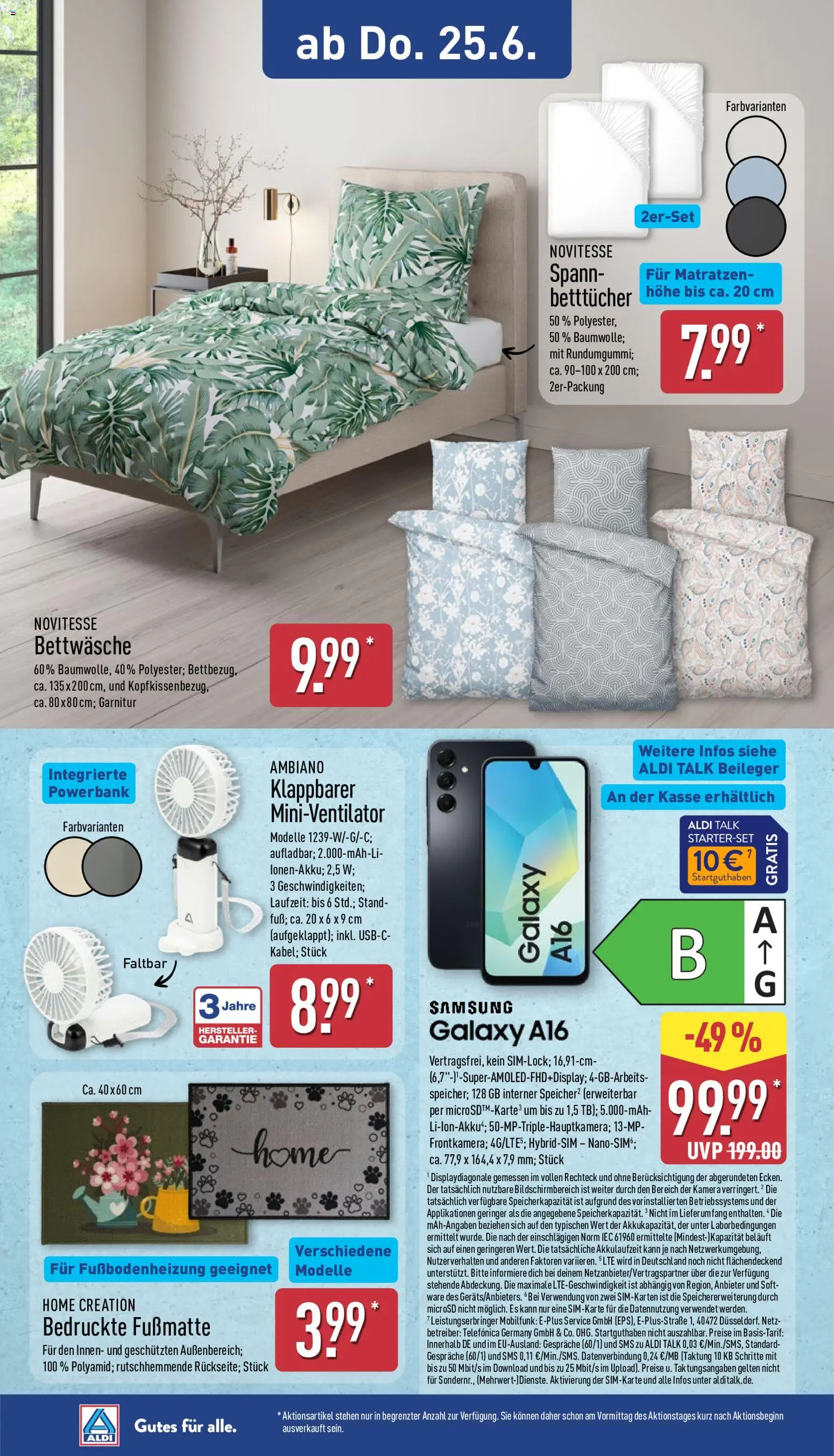 Aldi Ausblick – gültig ab 22.06.2026 | Seite: 15 | Produkte: Bettwäsche, Fußmatte, Samsung, Home creation