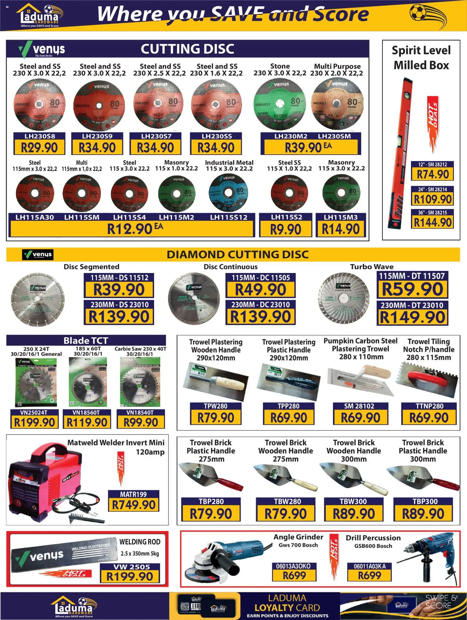 New Laduma Hardware catalogue – valid from 01.04.2026 | Page: 20 | Products: Grinder, Drill, Tiling, Angle grinder