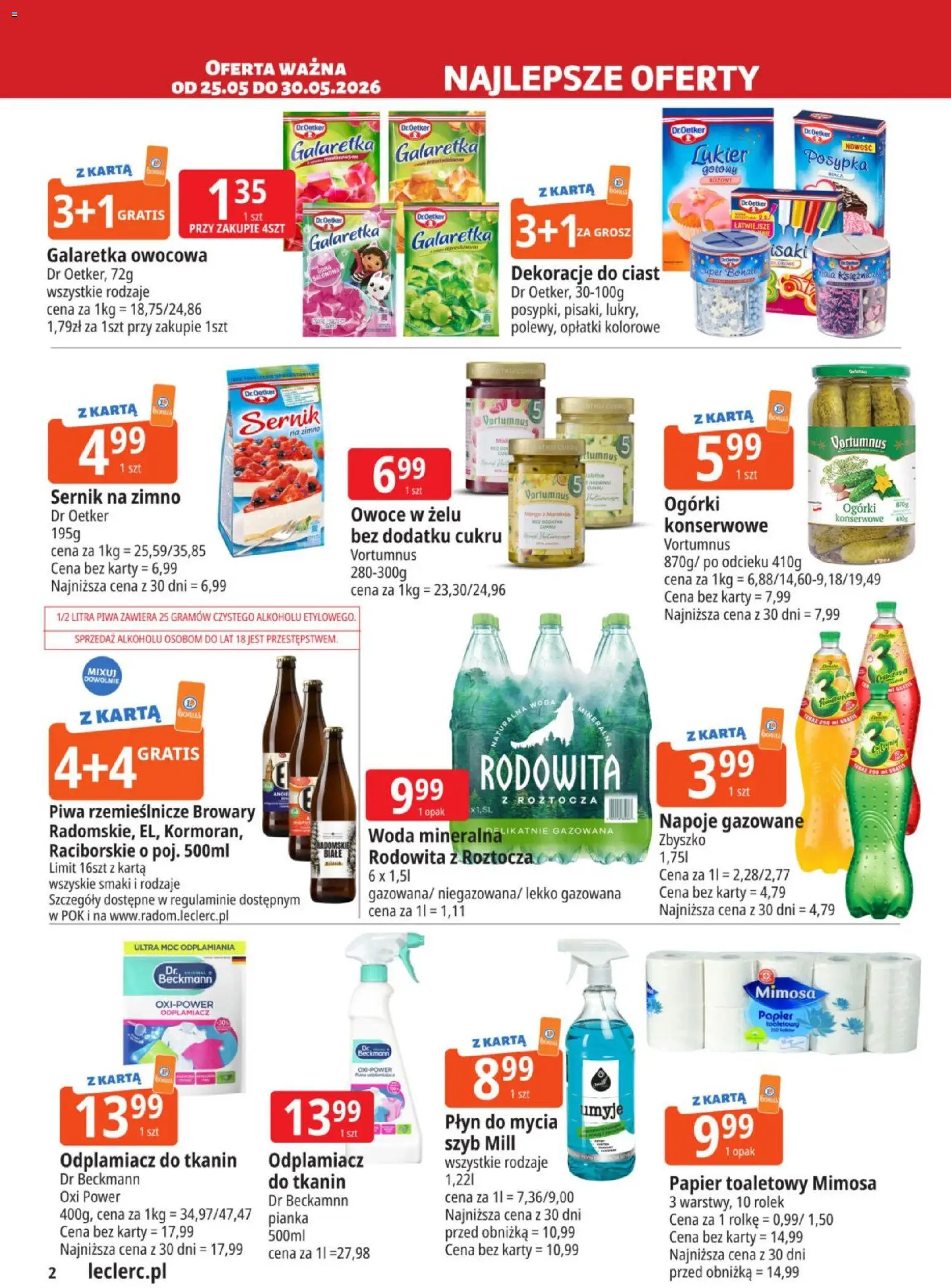 E.Leclerc gazetka - Radom od 25.05.2026 | Strona: 2 | Produkty: Papier toaletowy, Napoje, Odplamiacz, Owoce