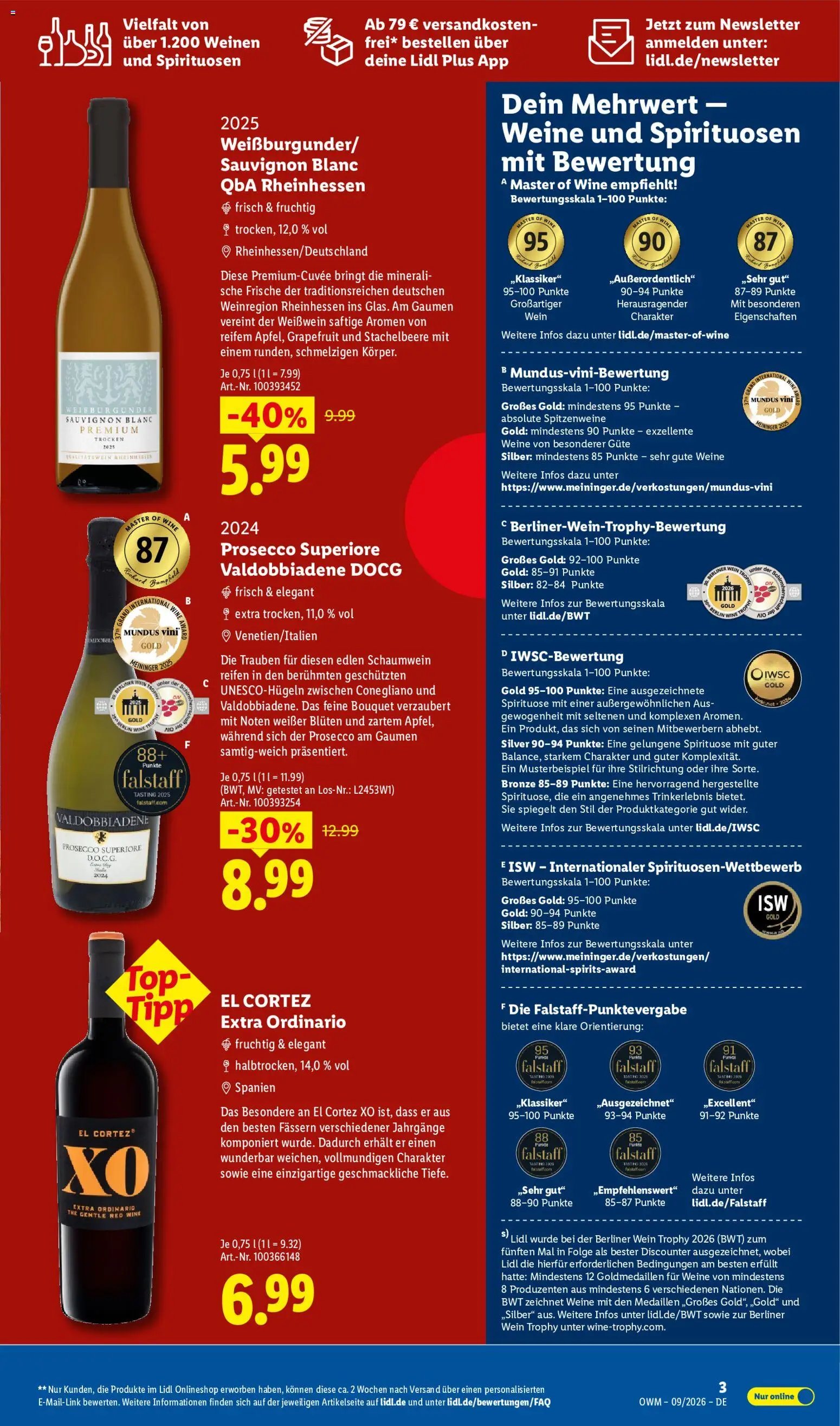 Lidl Německo leták - Wein & Spirituosen od 01.09.2026 | Strana: 3 | Produkty: Prosecco, Grapefruit