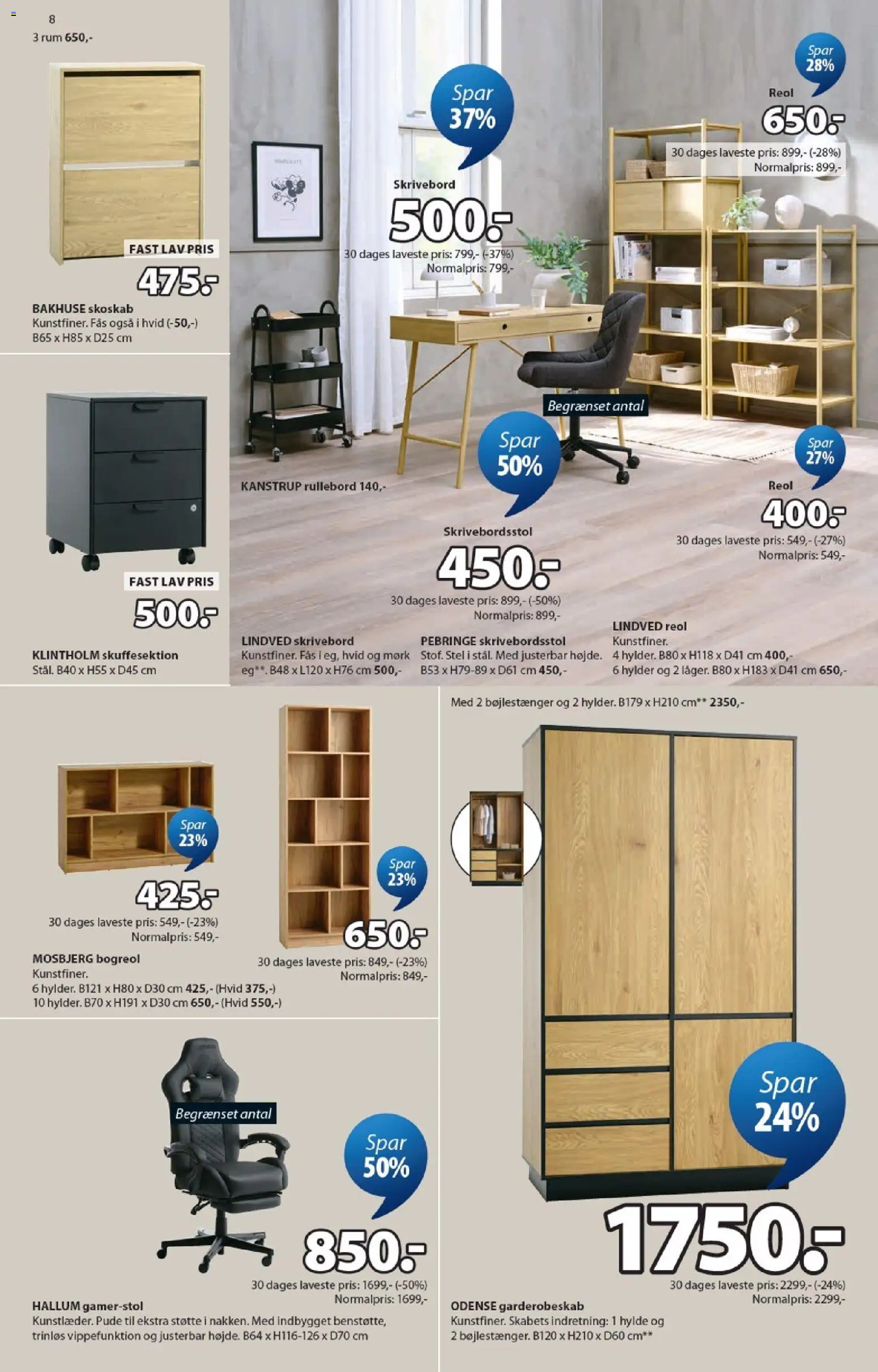 JYSK tilbudsavis – gyldig fra 29.05.2026 | Side: 8 | Produkter: Pude, Hylde, Skrivebord
