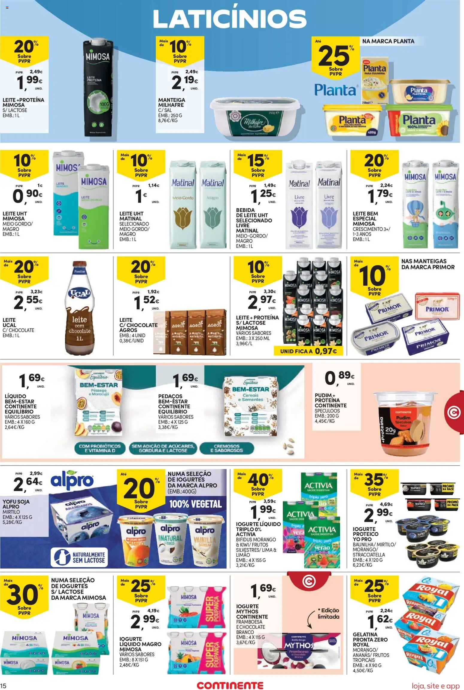 Continente Semanal Continente Bom Dia │ válido de 01/09/2026 | Página: 15 | Produtos: Iogurte natural, Gelatina, Cereais, Proteina